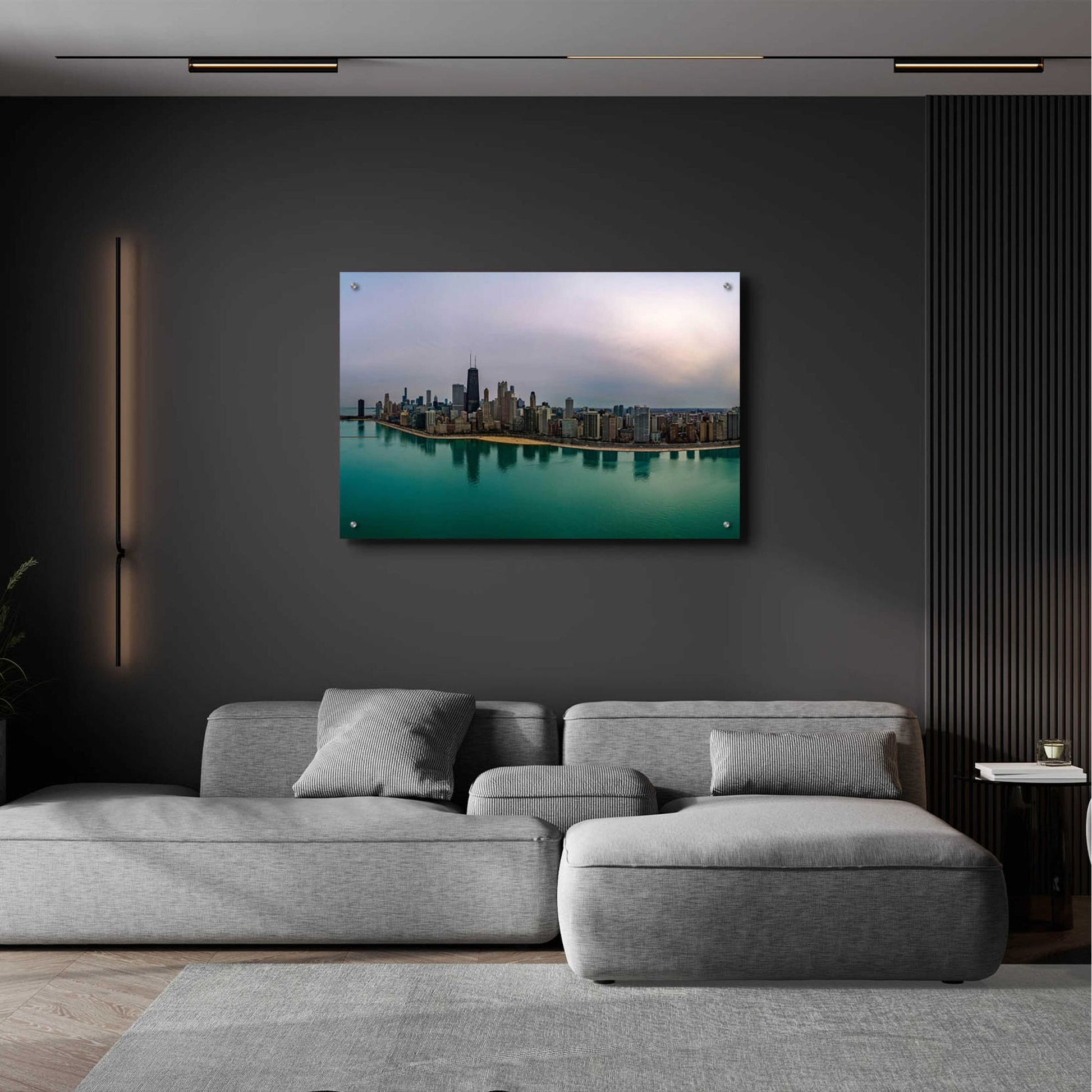 Epic Art 'Cloudy Winter in Chicago Crop' by Epic Portfolio, Acrylic Glass Wall Art,36x24