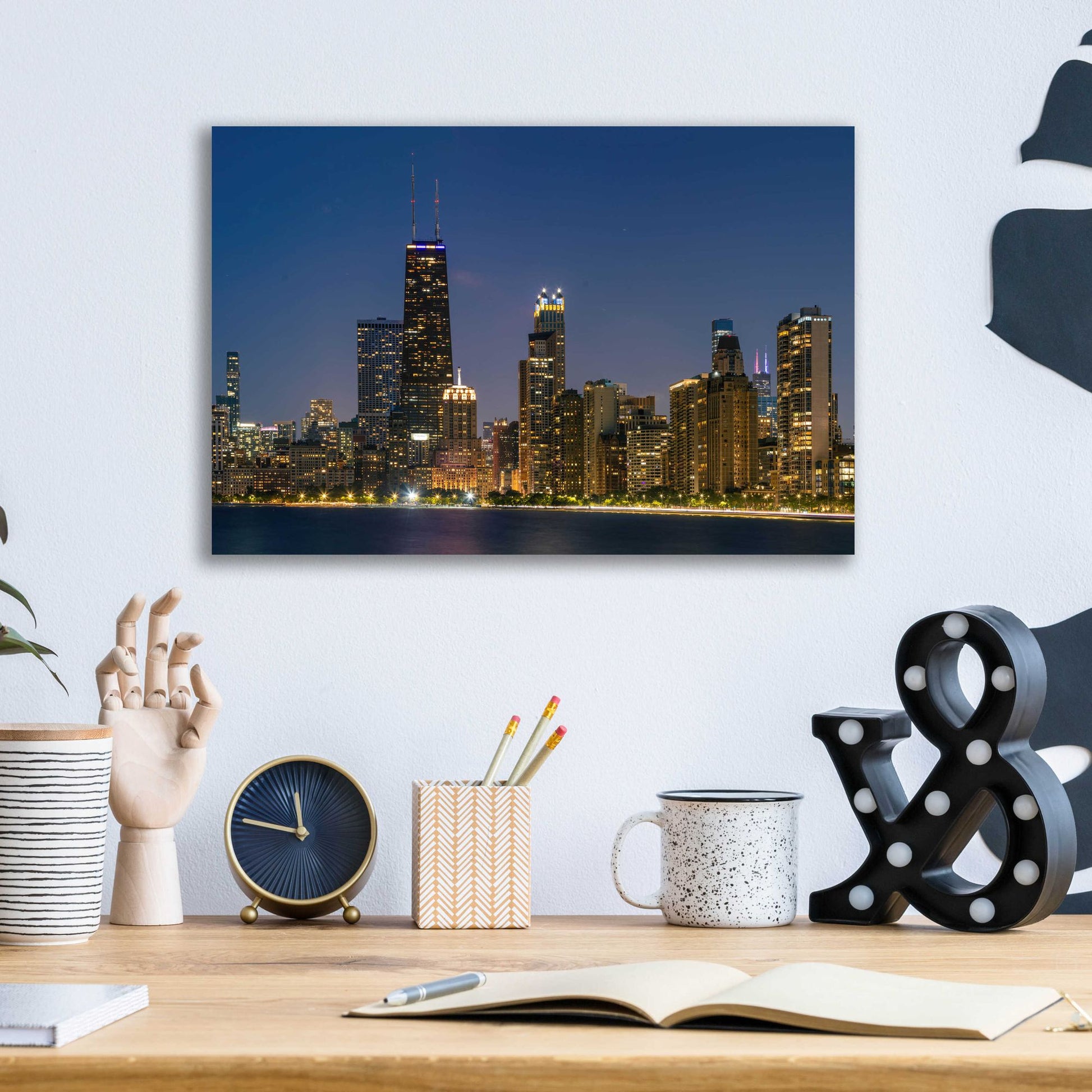 Epic Art 'Night Night Chicago Crop' by Epic Portfolio, Acrylic Glass Wall Art,16x12