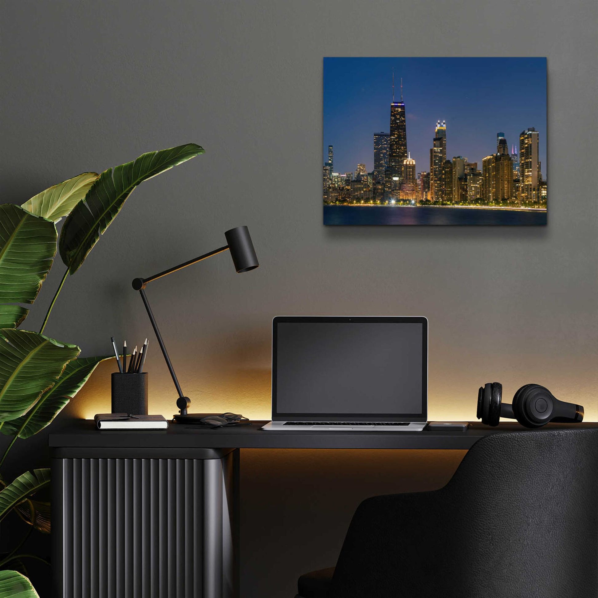 Epic Art 'Night Night Chicago Crop' by Epic Portfolio, Acrylic Glass Wall Art,16x12