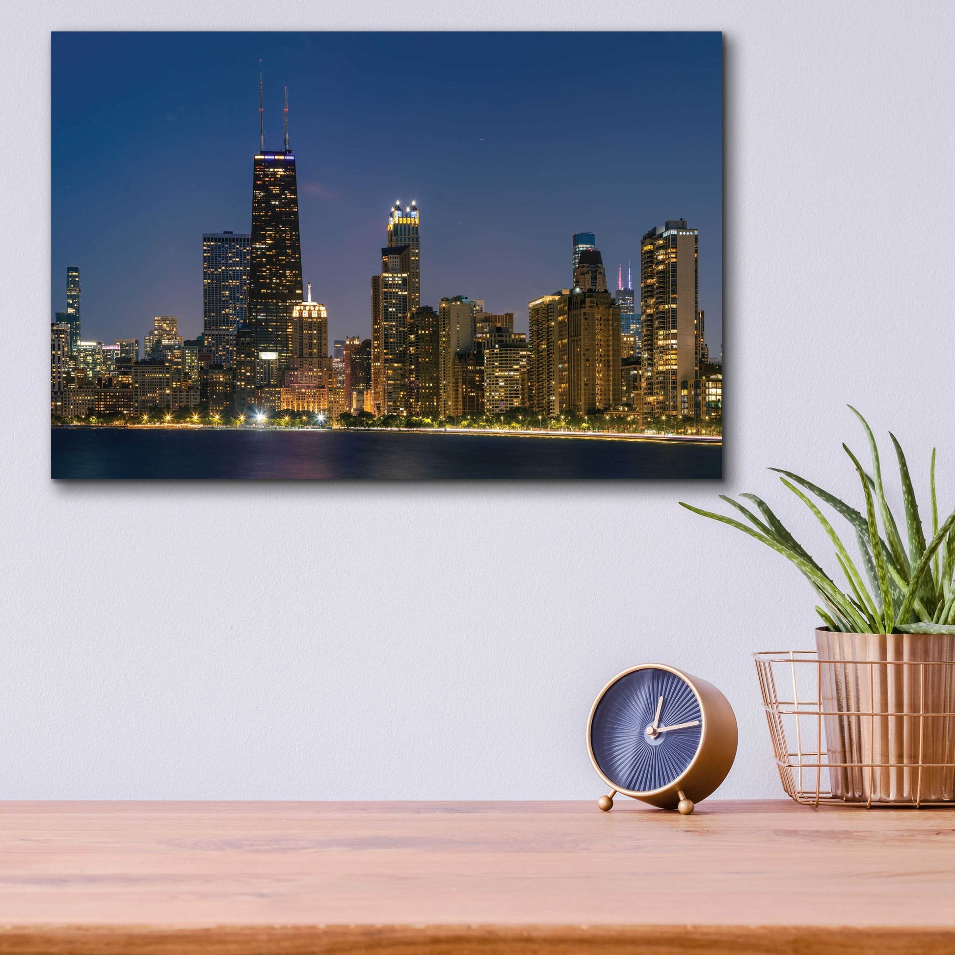 Epic Art 'Night Night Chicago Crop' by Epic Portfolio, Acrylic Glass Wall Art,16x12