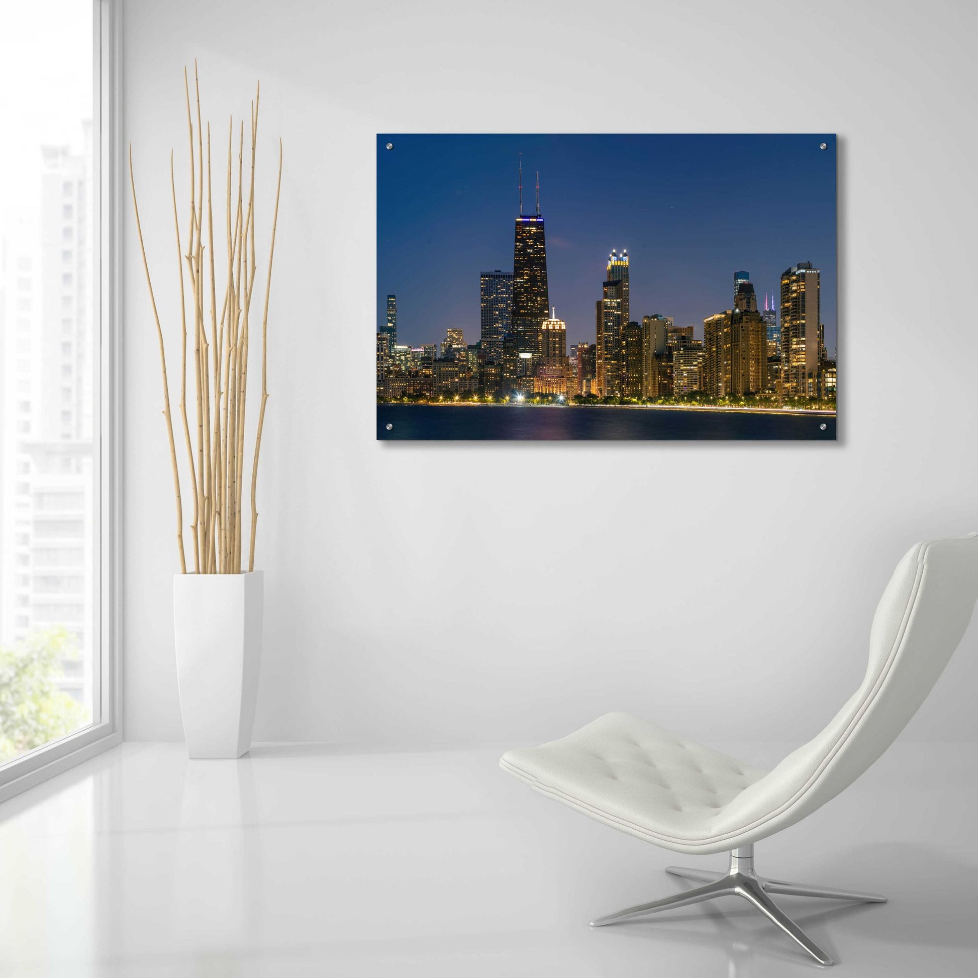 Epic Art 'Night Night Chicago Crop' by Epic Portfolio, Acrylic Glass Wall Art,36x24