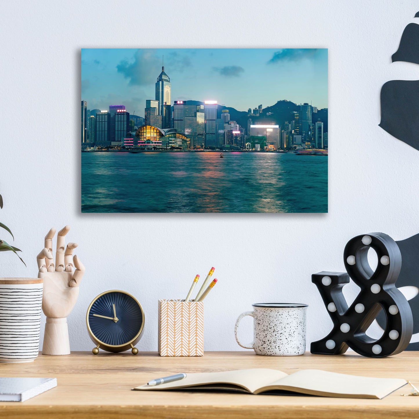 Epic Art 'Hong Kong Twilight Crop' by Epic Portfolio, Acrylic Glass Wall Art,16x12