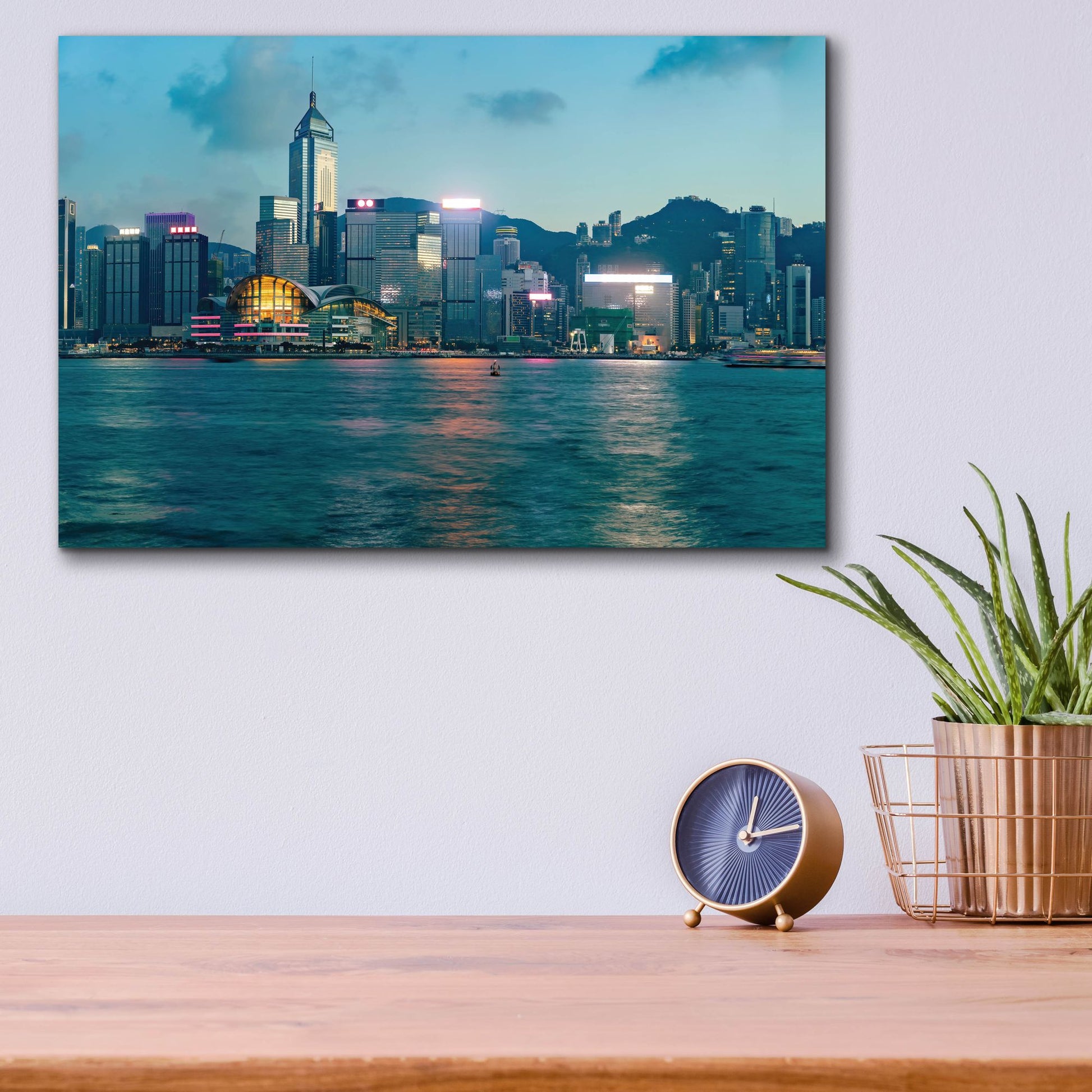 Epic Art 'Hong Kong Twilight Crop' by Epic Portfolio, Acrylic Glass Wall Art,16x12