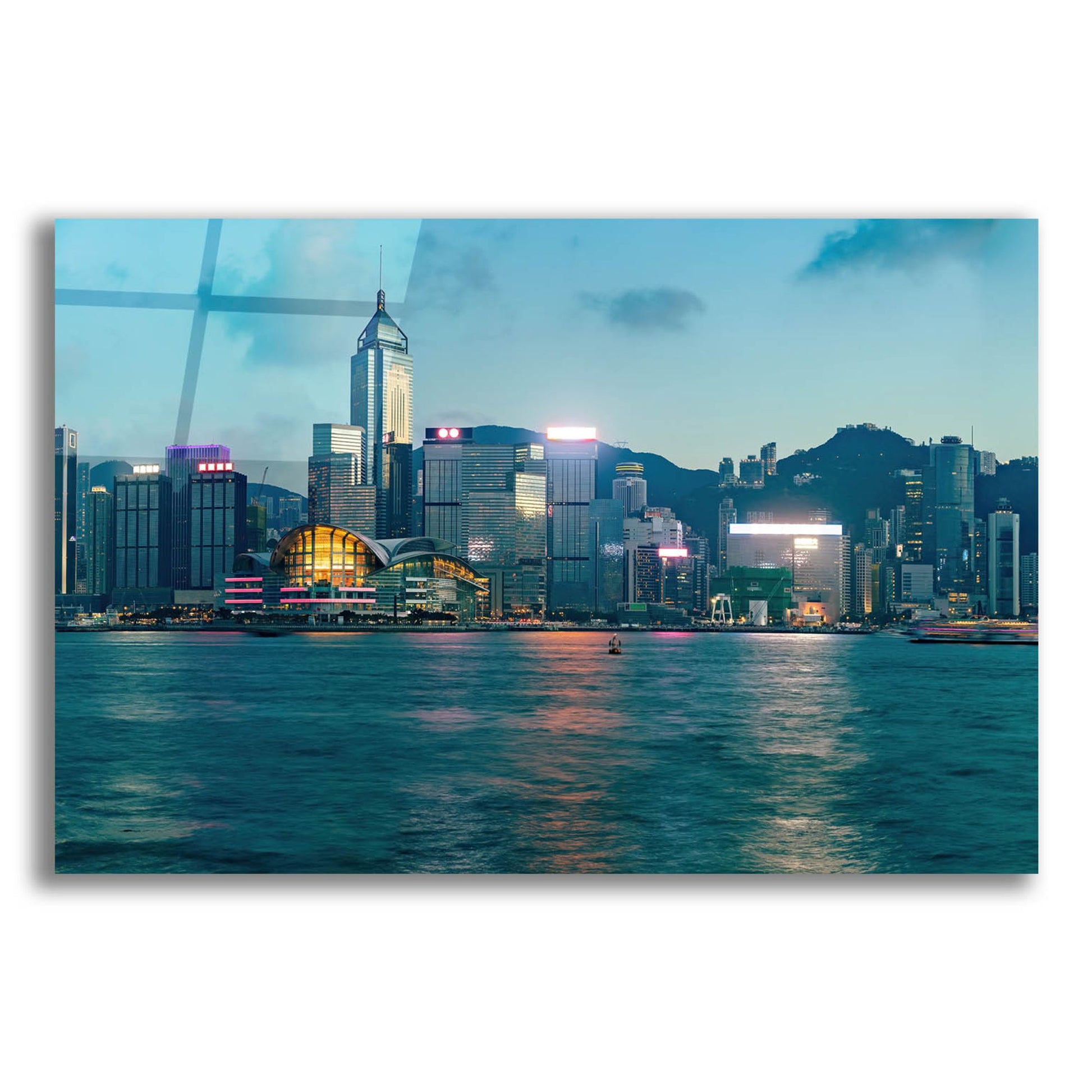 Epic Art 'Hong Kong Twilight Crop' by Epic Portfolio, Acrylic Glass Wall Art,16x12