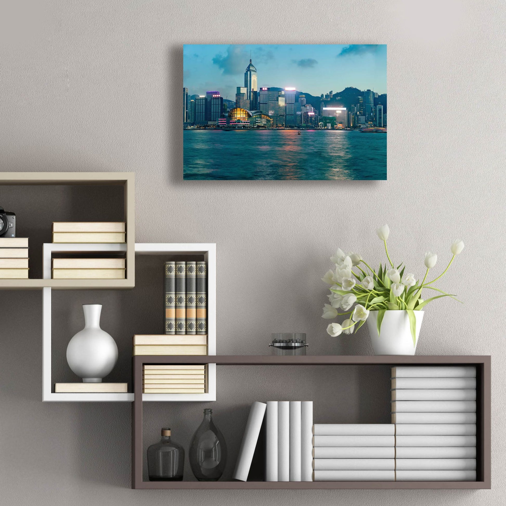 Epic Art 'Hong Kong Twilight Crop' by Epic Portfolio, Acrylic Glass Wall Art,24x16