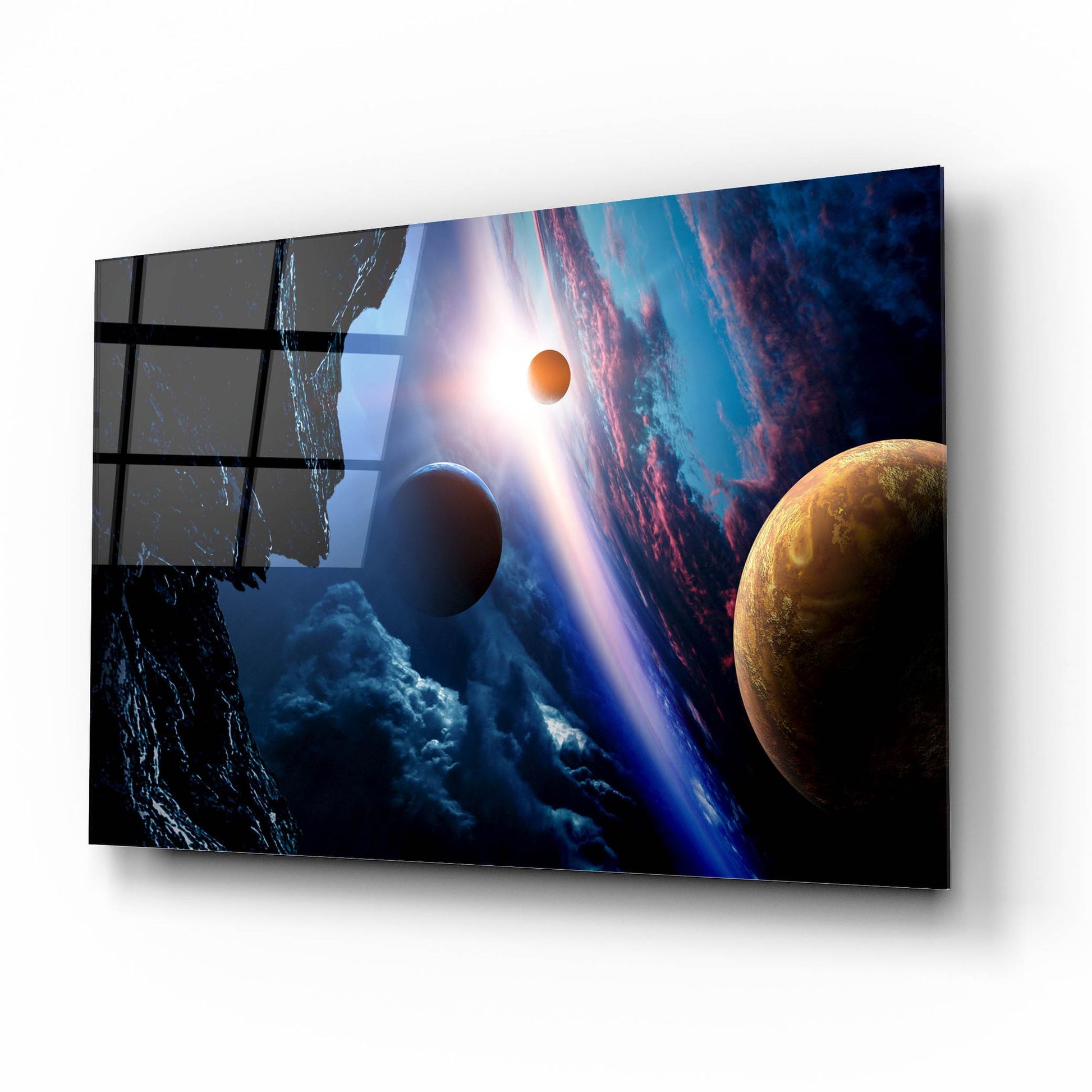 Epic Art 'Space With Planets' by Epic Portfolio, Acrylic Glass Wall Art,16x12