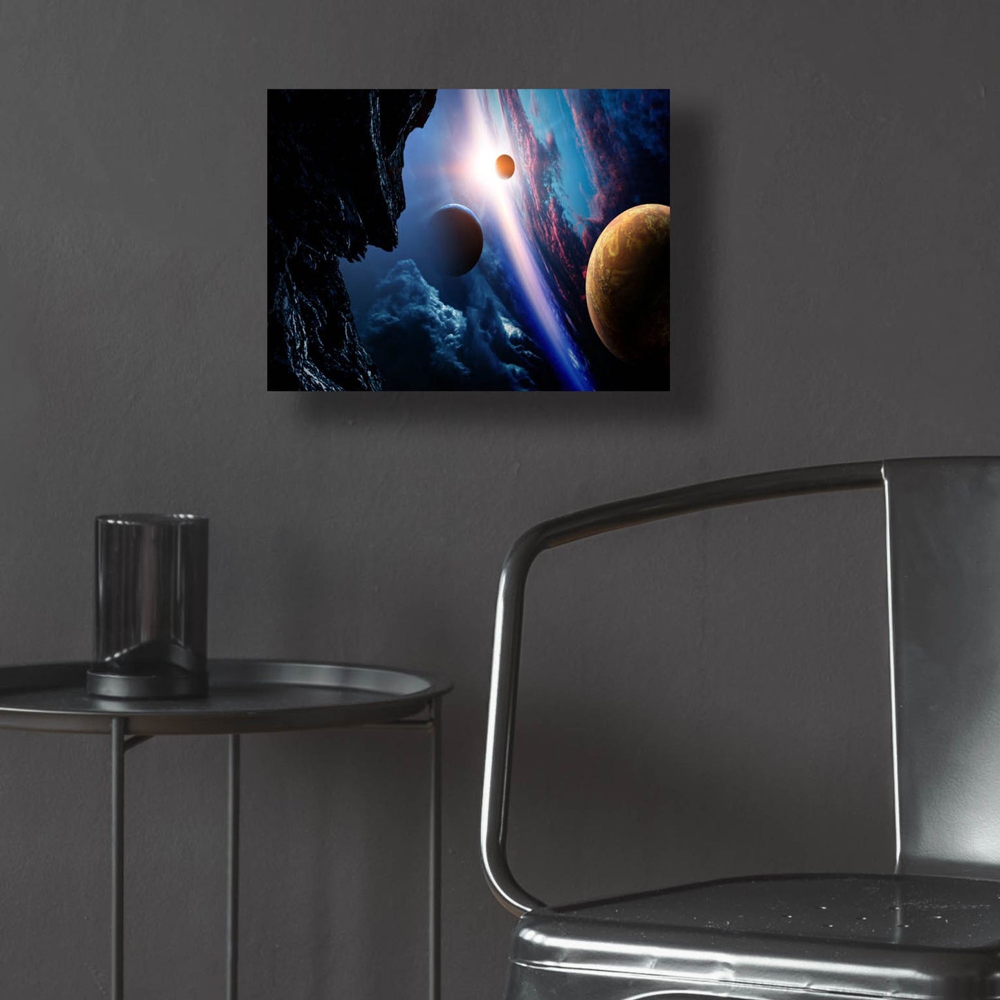 Epic Art 'Space With Planets' by Epic Portfolio, Acrylic Glass Wall Art,16x12