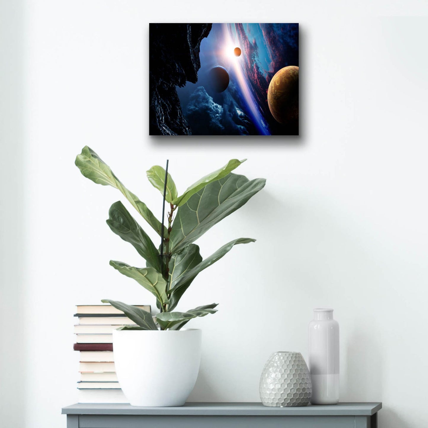Epic Art 'Space With Planets' by Epic Portfolio, Acrylic Glass Wall Art,16x12