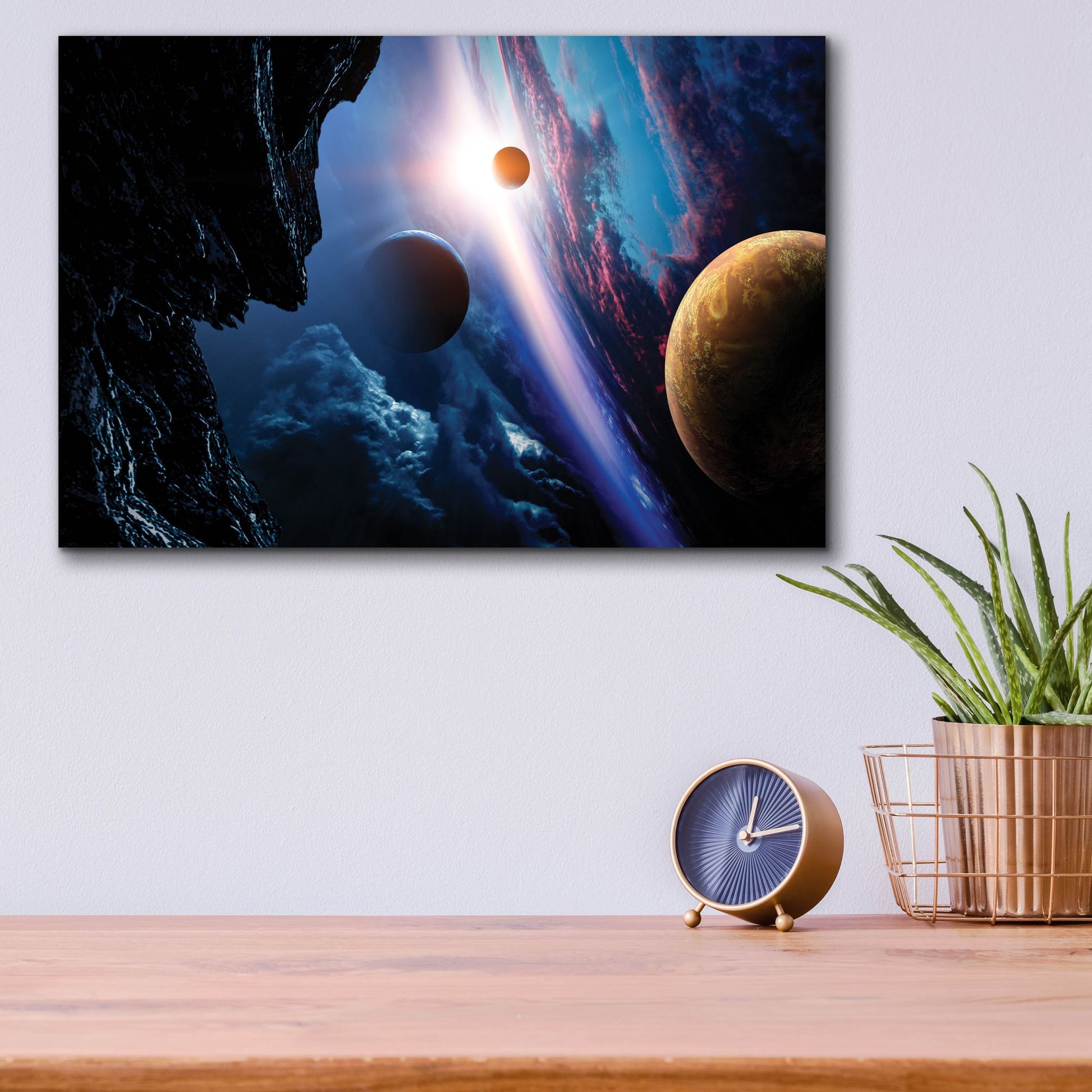 Epic Art 'Space With Planets' by Epic Portfolio, Acrylic Glass Wall Art,16x12