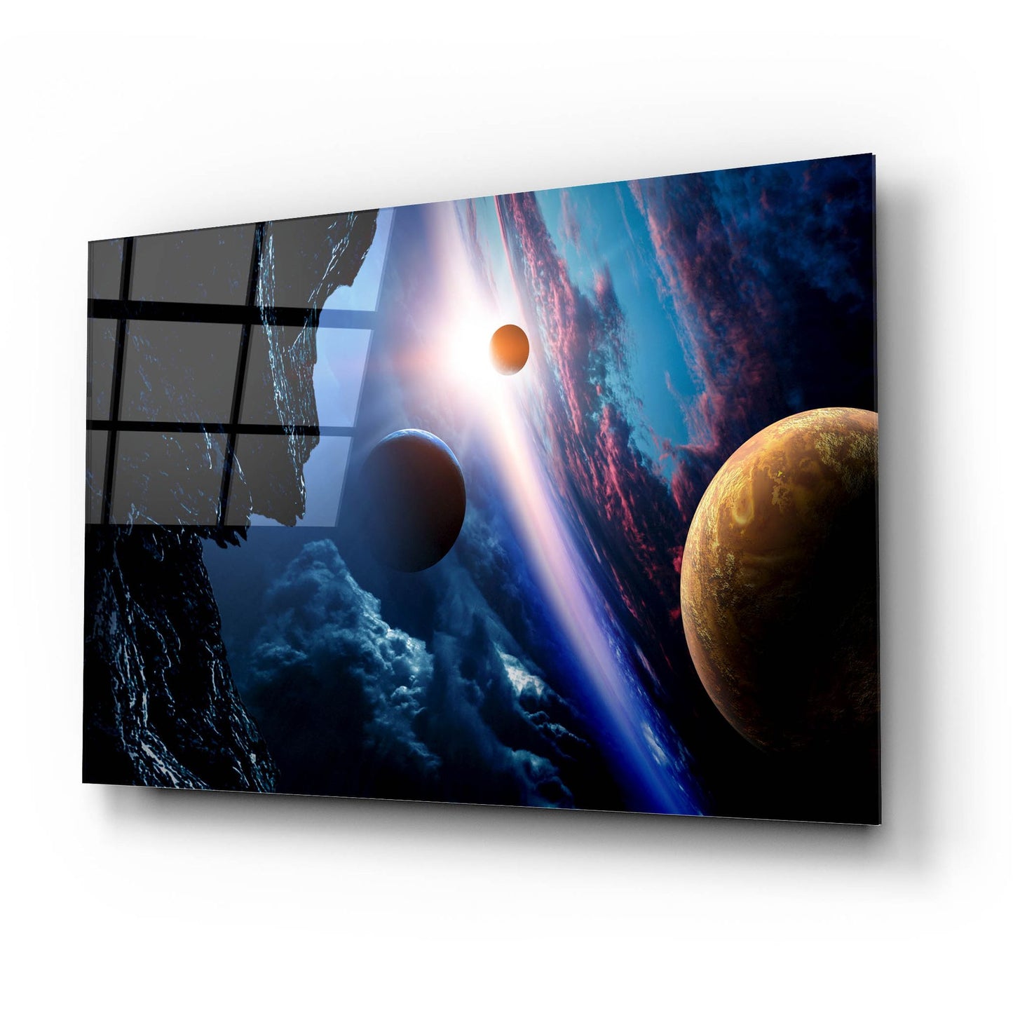 Epic Art 'Space With Planets' by Epic Portfolio, Acrylic Glass Wall Art,24x16