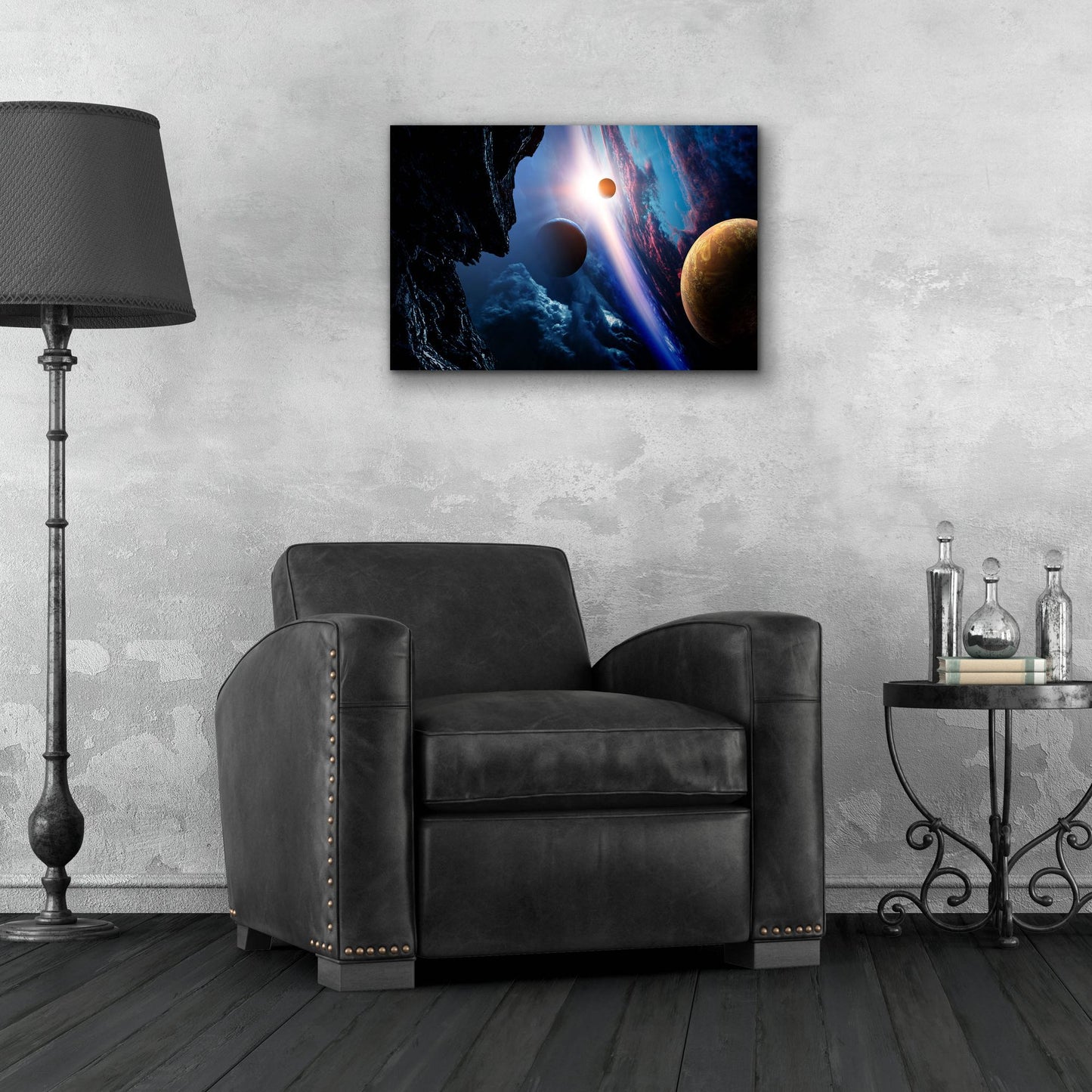 Epic Art 'Space With Planets' by Epic Portfolio, Acrylic Glass Wall Art,24x16