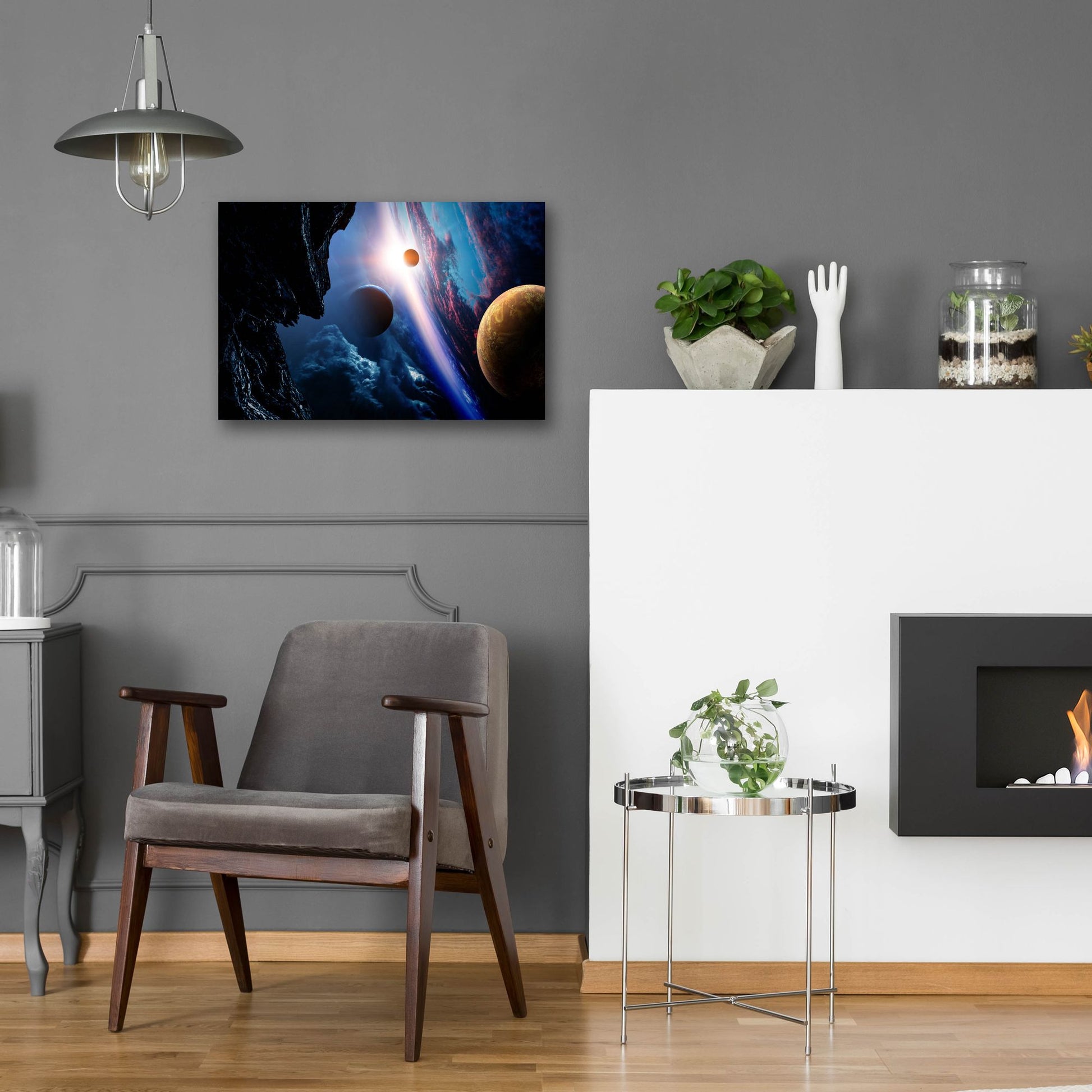 Epic Art 'Space With Planets' by Epic Portfolio, Acrylic Glass Wall Art,24x16