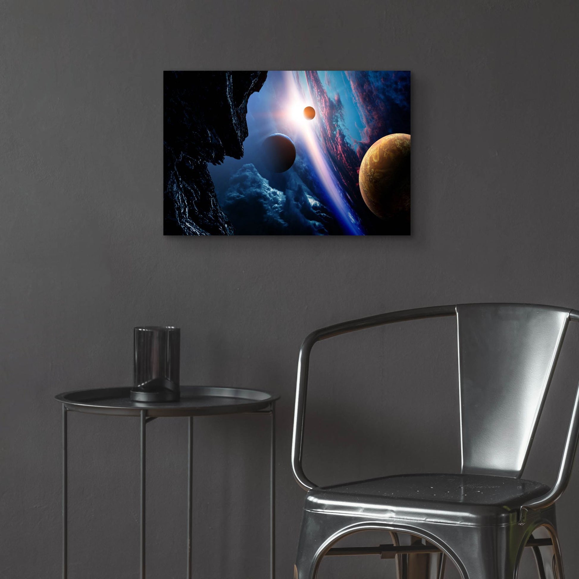 Epic Art 'Space With Planets' by Epic Portfolio, Acrylic Glass Wall Art,24x16