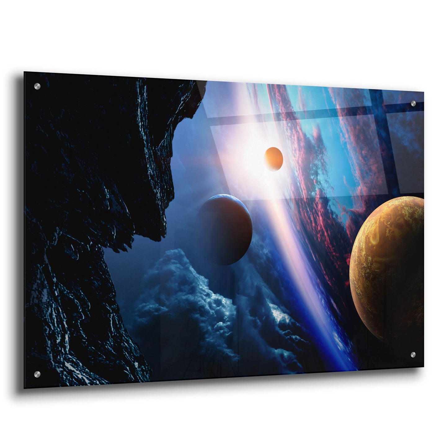Epic Art 'Space With Planets' by Epic Portfolio, Acrylic Glass Wall Art,36x24