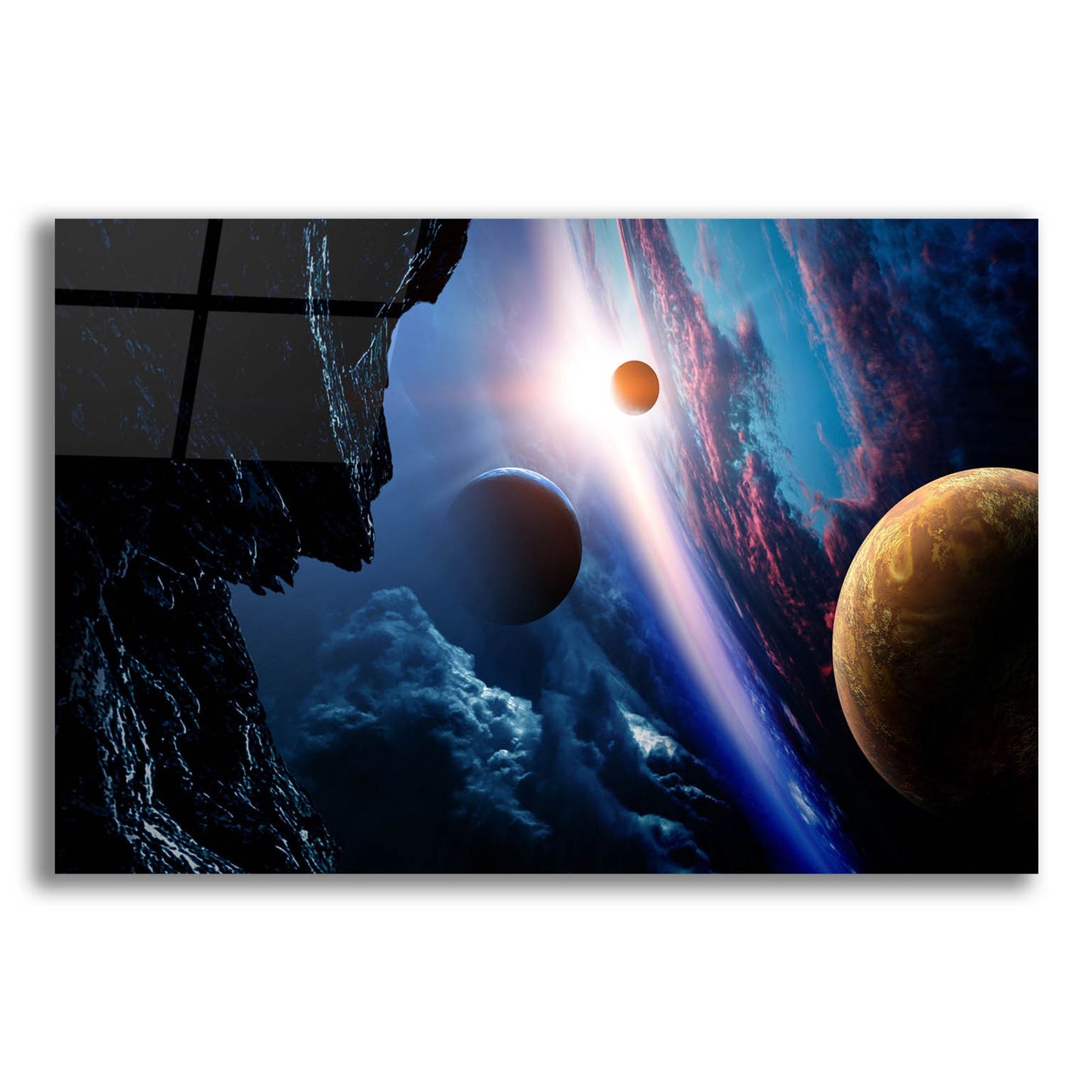 Epic Art 'Space With Planets' by Epic Portfolio, Acrylic Glass Wall Art