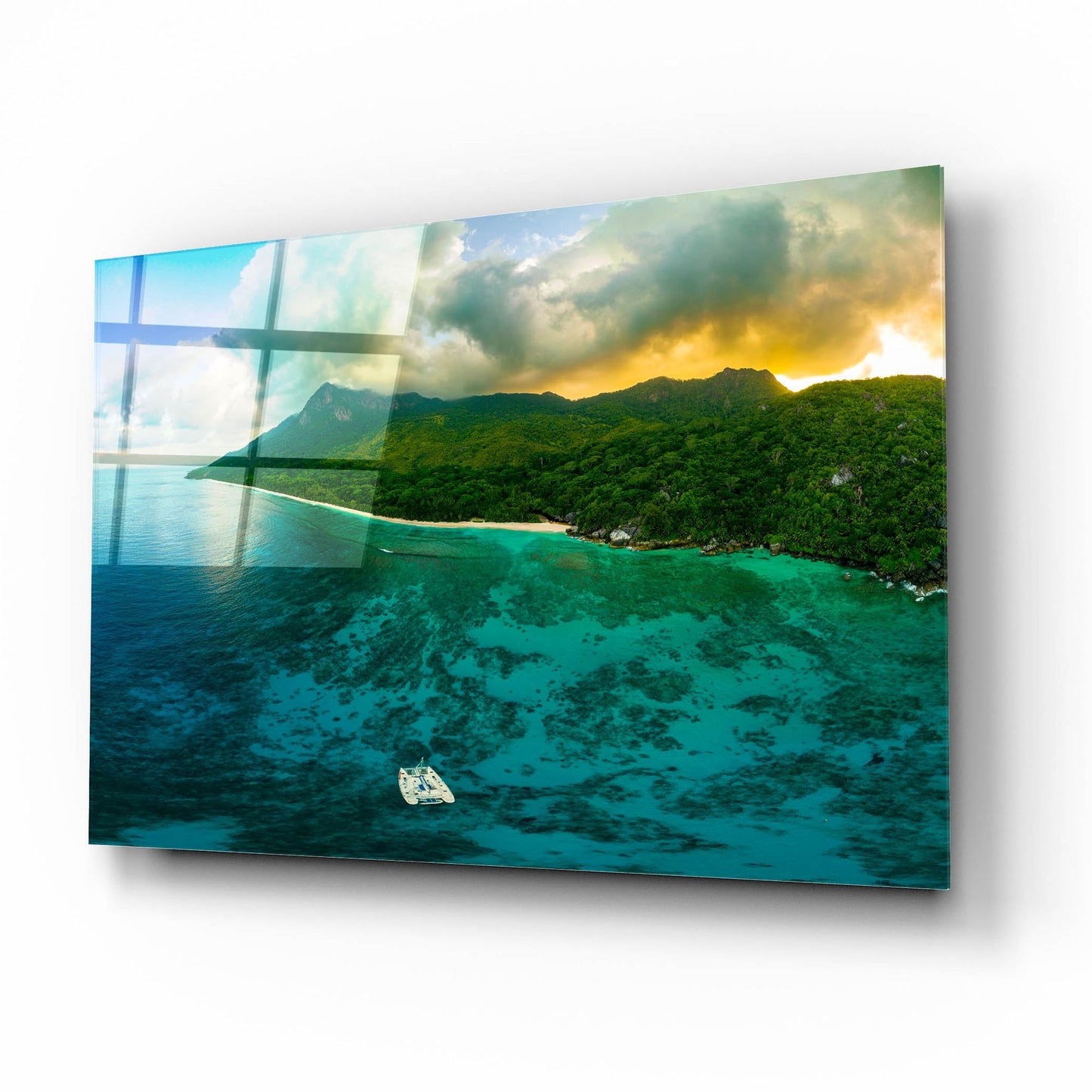 Epic Art 'Seychelles - Siloutte Island Crop' by Epic Portfolio, Acrylic Glass Wall Art,16x12