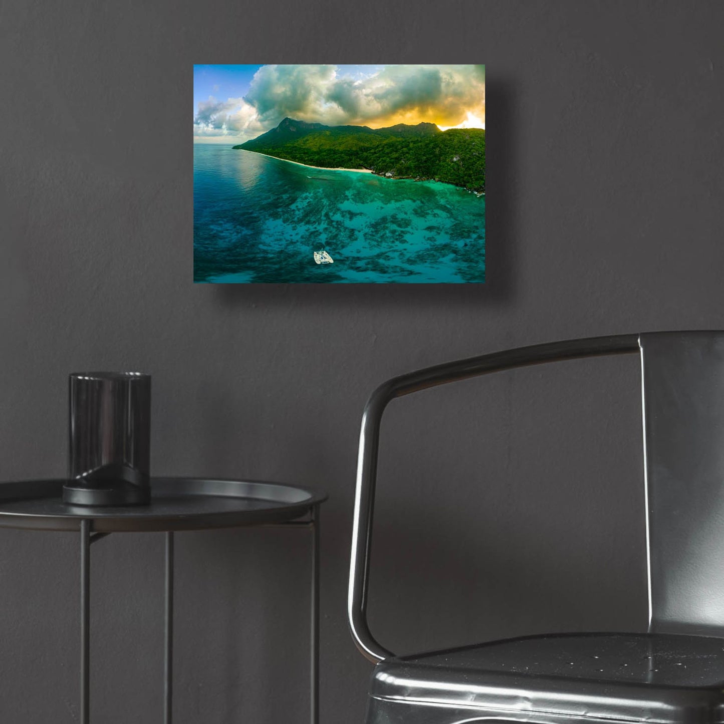 Epic Art 'Seychelles - Siloutte Island Crop' by Epic Portfolio, Acrylic Glass Wall Art,16x12