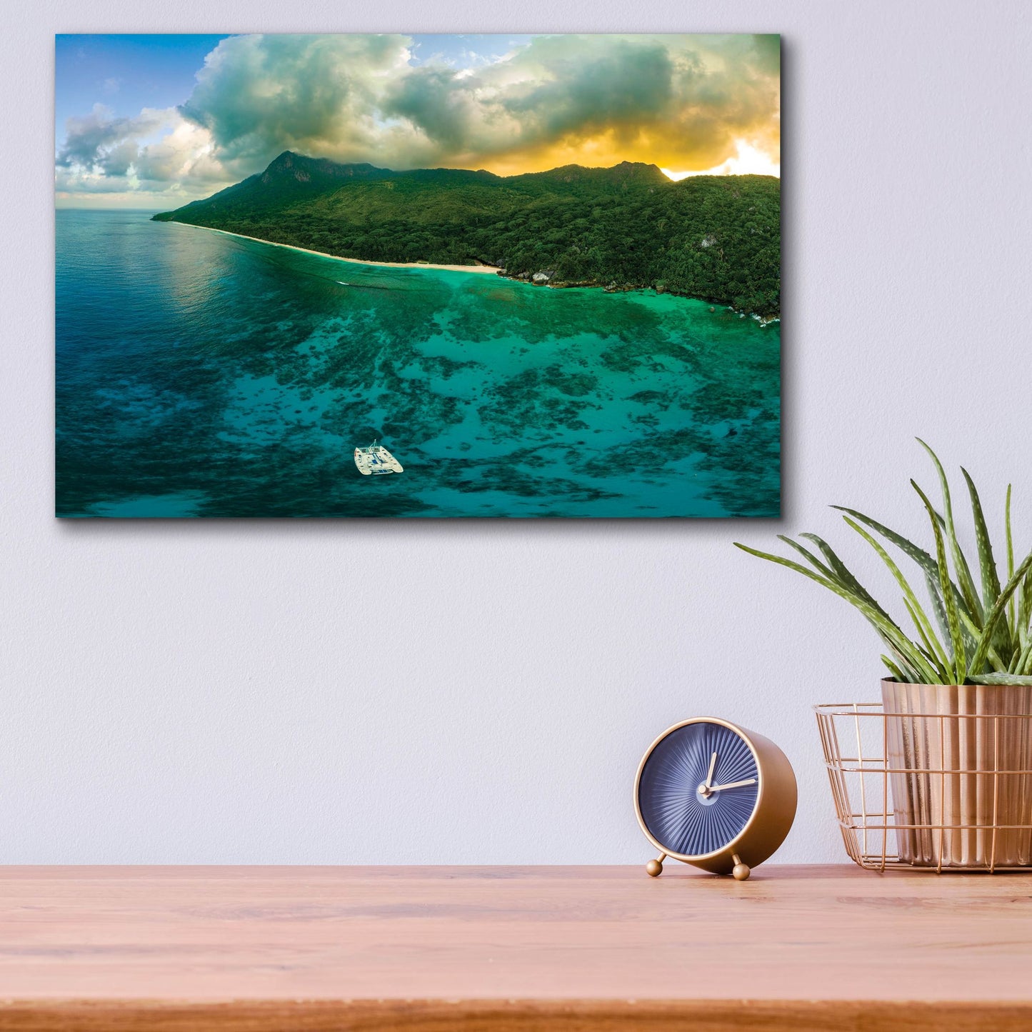 Epic Art 'Seychelles - Siloutte Island Crop' by Epic Portfolio, Acrylic Glass Wall Art,16x12