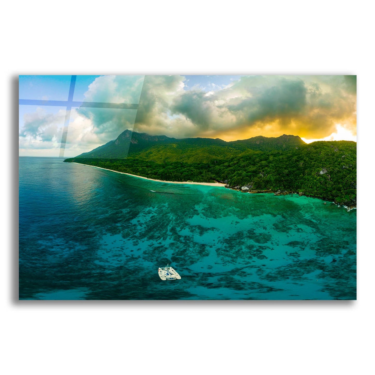 Epic Art 'Seychelles - Siloutte Island Crop' by Epic Portfolio, Acrylic Glass Wall Art,16x12