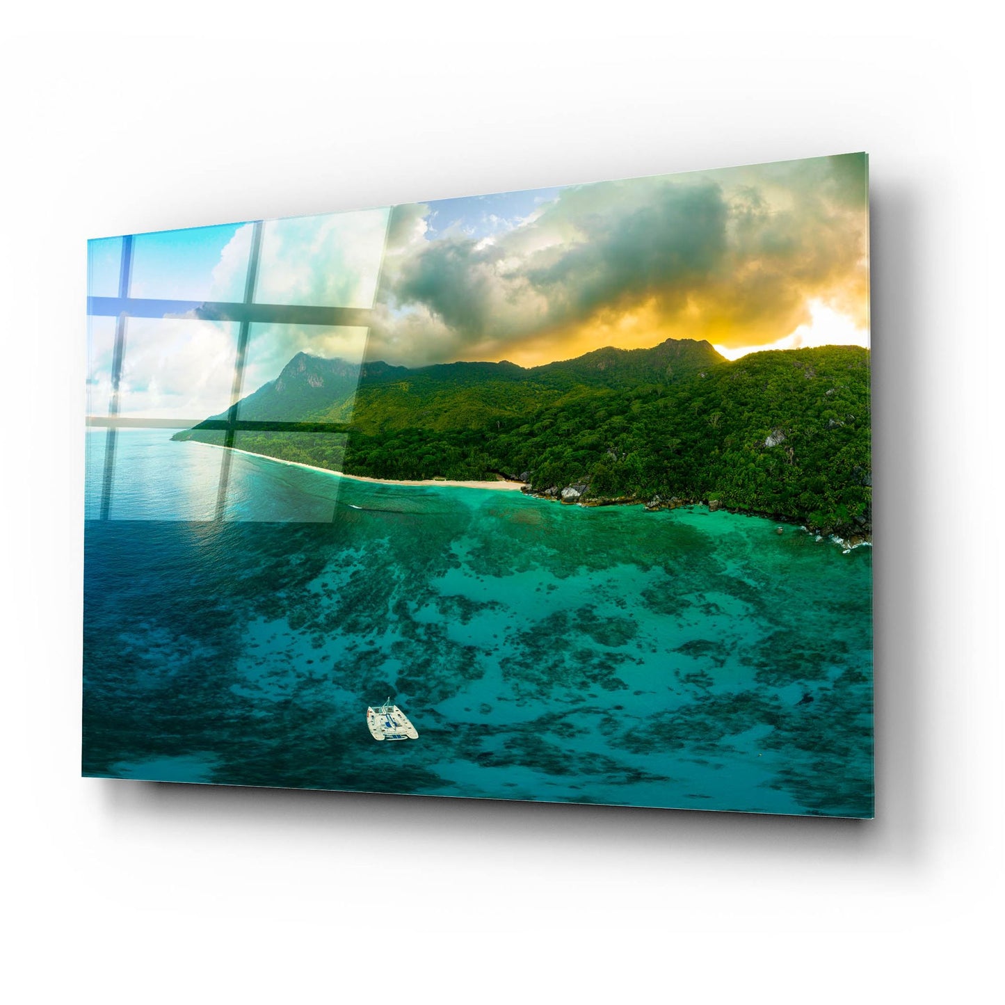 Epic Art 'Seychelles - Siloutte Island Crop' by Epic Portfolio, Acrylic Glass Wall Art,24x16