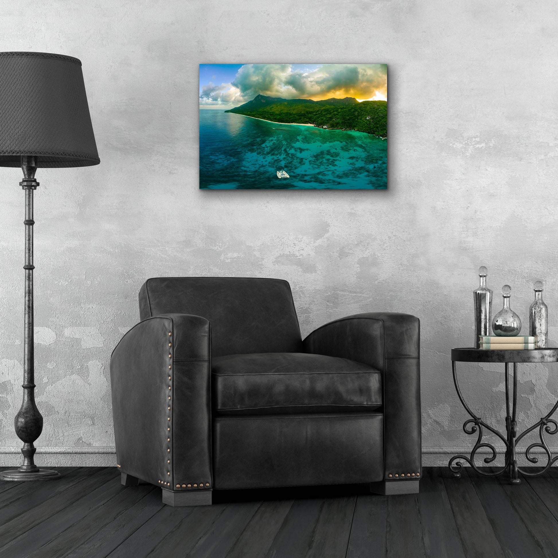 Epic Art 'Seychelles - Siloutte Island Crop' by Epic Portfolio, Acrylic Glass Wall Art,24x16