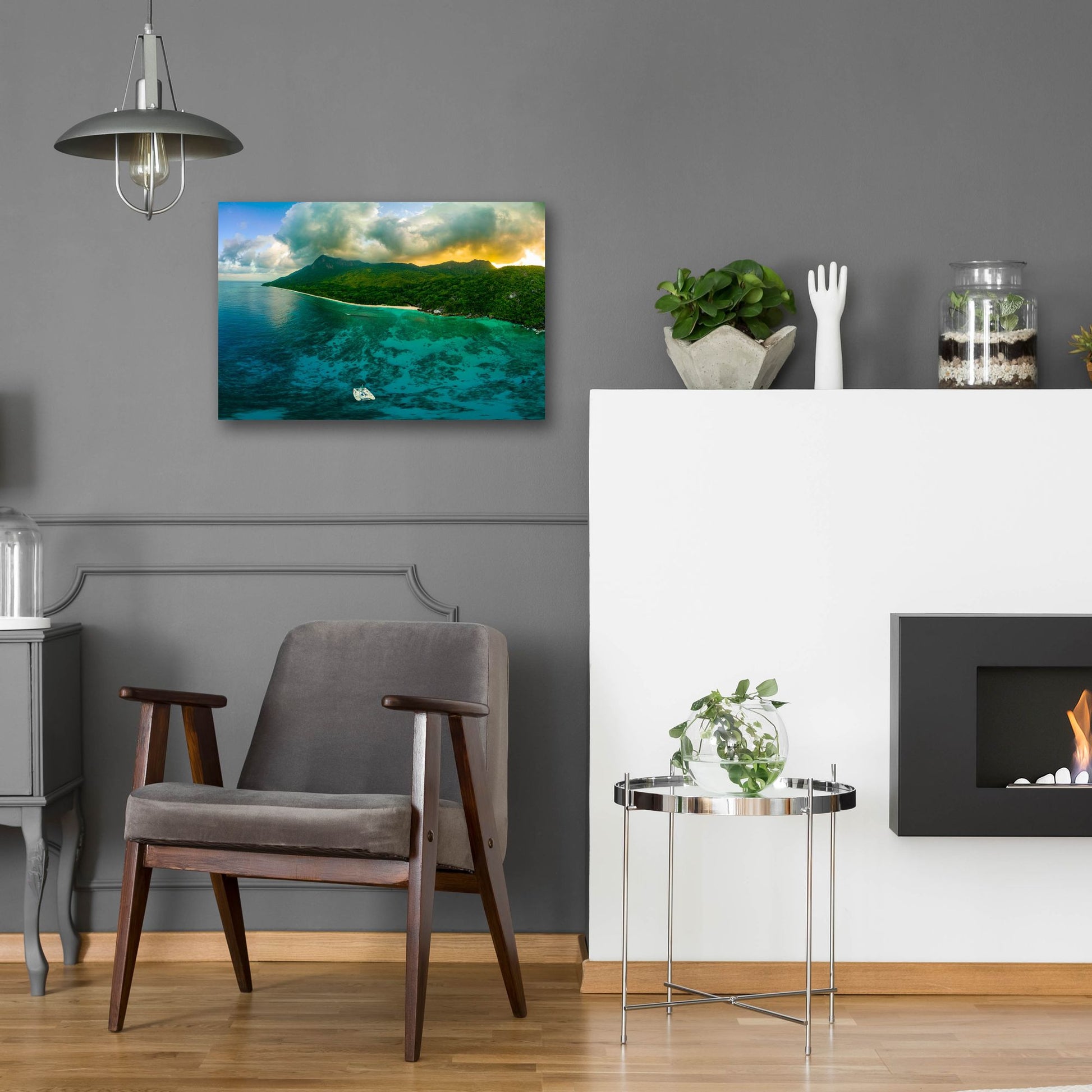 Epic Art 'Seychelles - Siloutte Island Crop' by Epic Portfolio, Acrylic Glass Wall Art,24x16