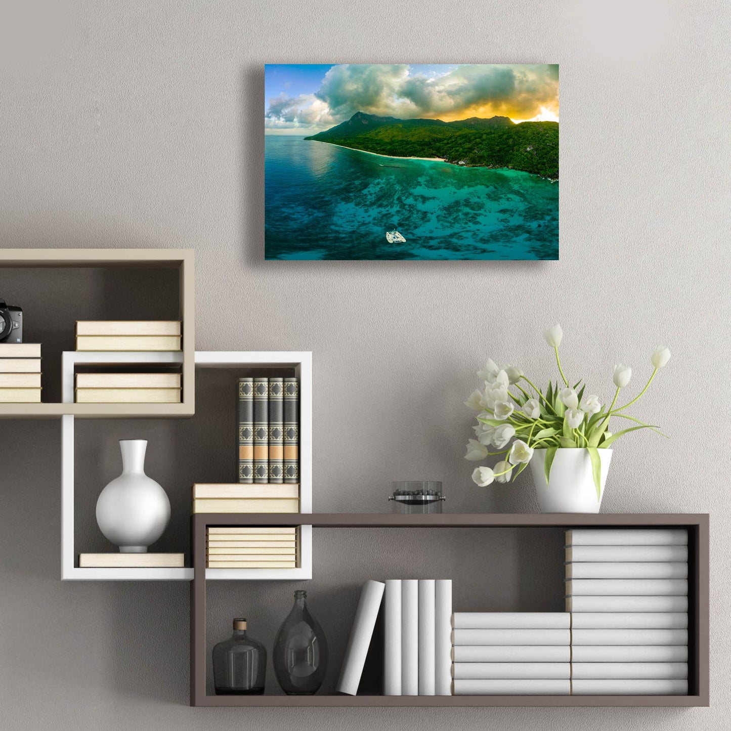 Epic Art 'Seychelles - Siloutte Island Crop' by Epic Portfolio, Acrylic Glass Wall Art,24x16