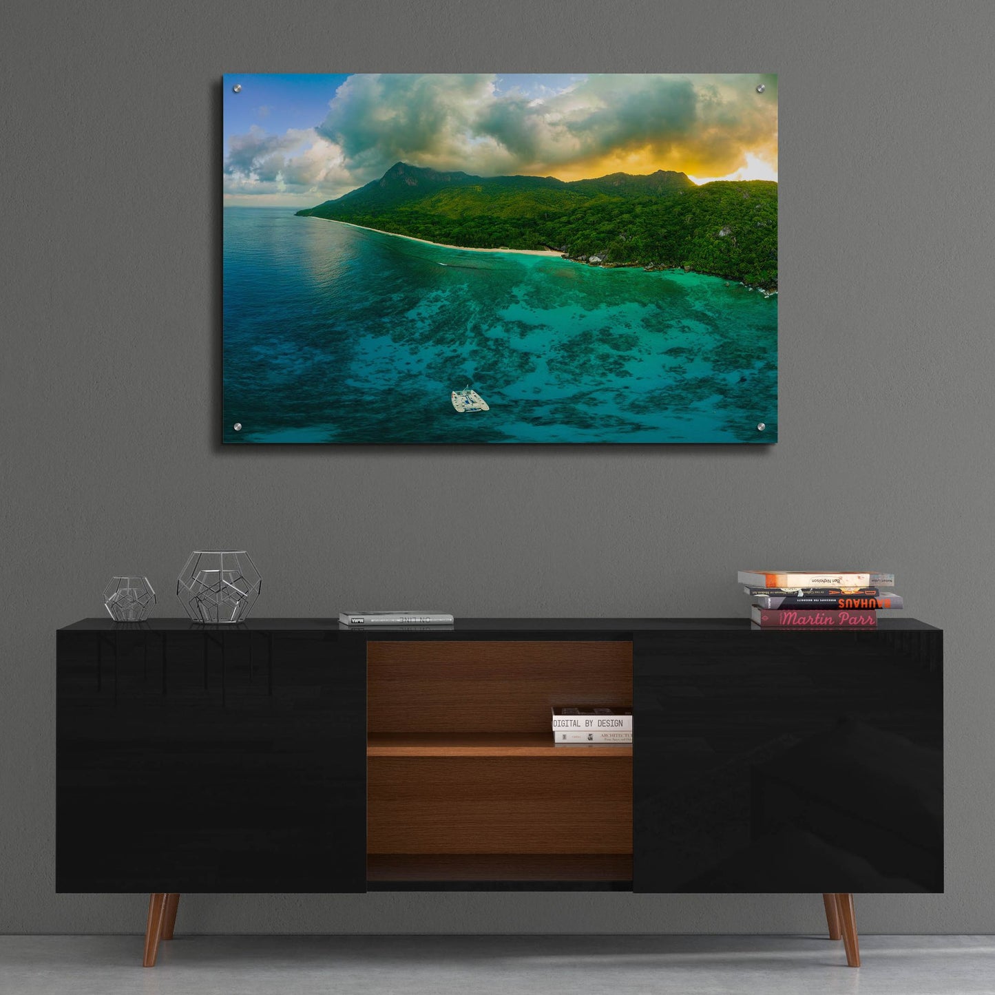 Epic Art 'Seychelles - Siloutte Island Crop' by Epic Portfolio, Acrylic Glass Wall Art,36x24