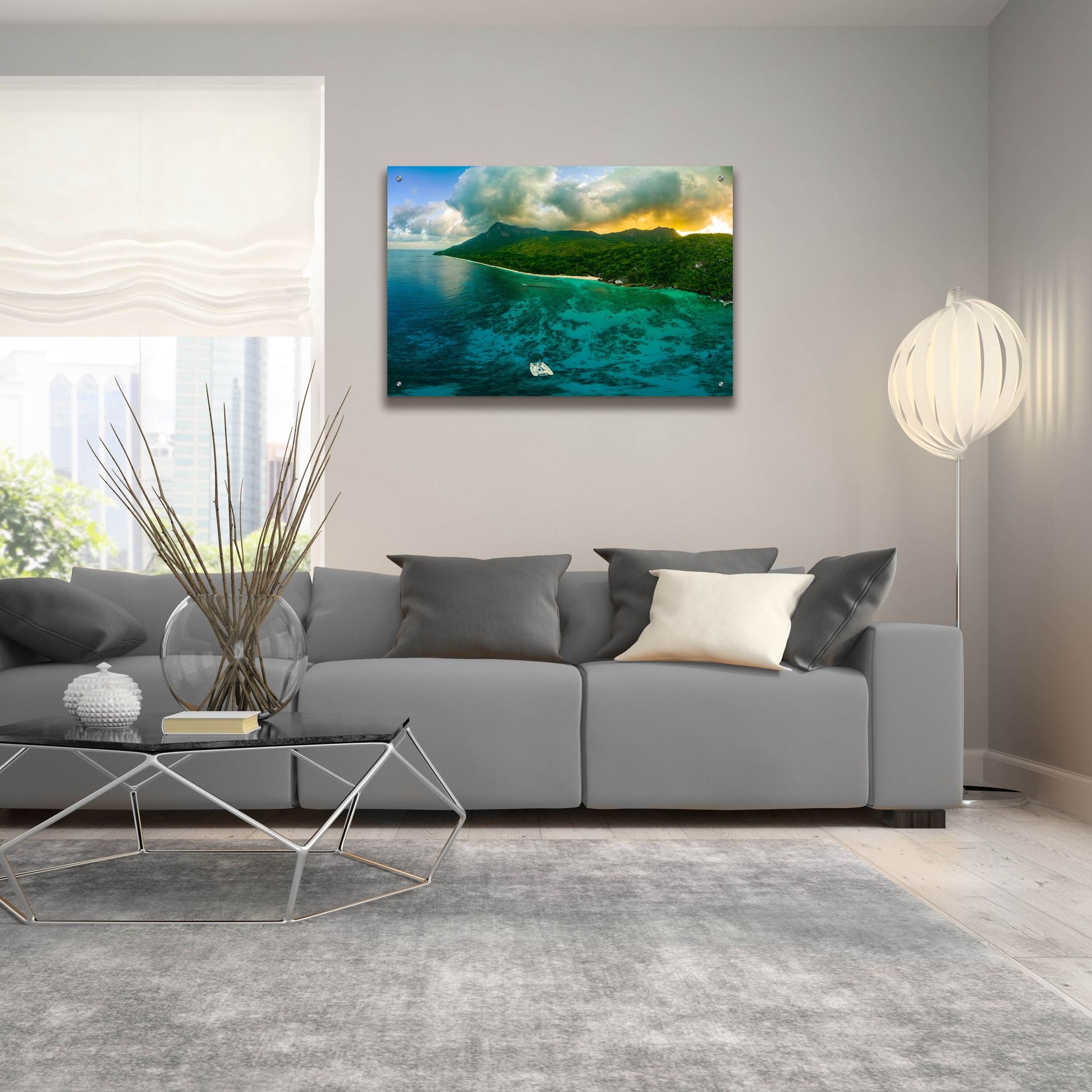 Epic Art 'Seychelles - Siloutte Island Crop' by Epic Portfolio, Acrylic Glass Wall Art,36x24