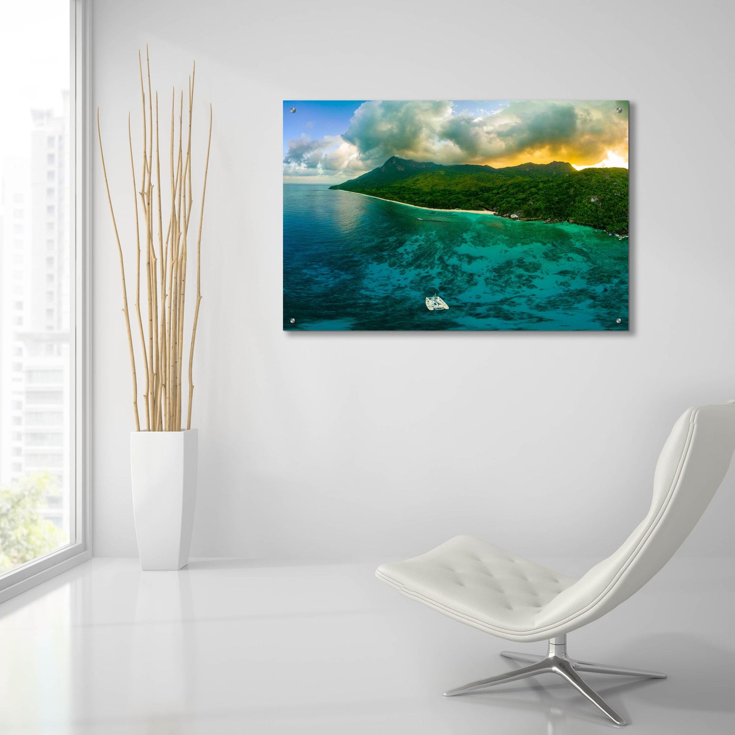 Epic Art 'Seychelles - Siloutte Island Crop' by Epic Portfolio, Acrylic Glass Wall Art,36x24