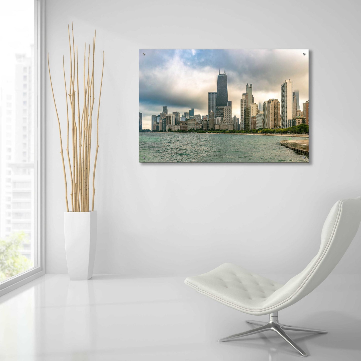 Epic Art 'Cloudy Chicago Crop' by Epic Portfolio, Acrylic Glass Wall Art,36x24