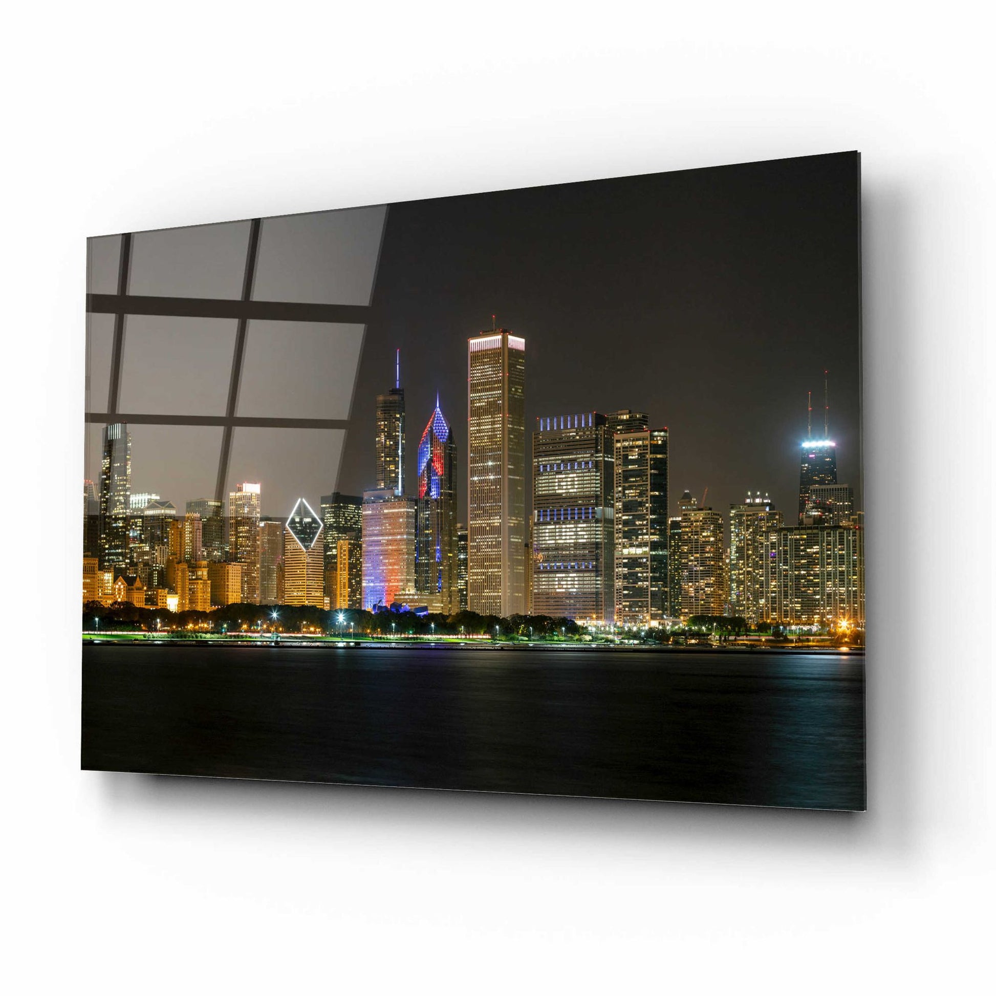 Epic Art 'Chicago Cityscape Baseball Crop' by Epic Portfolio, Acrylic Glass Wall Art,16x12