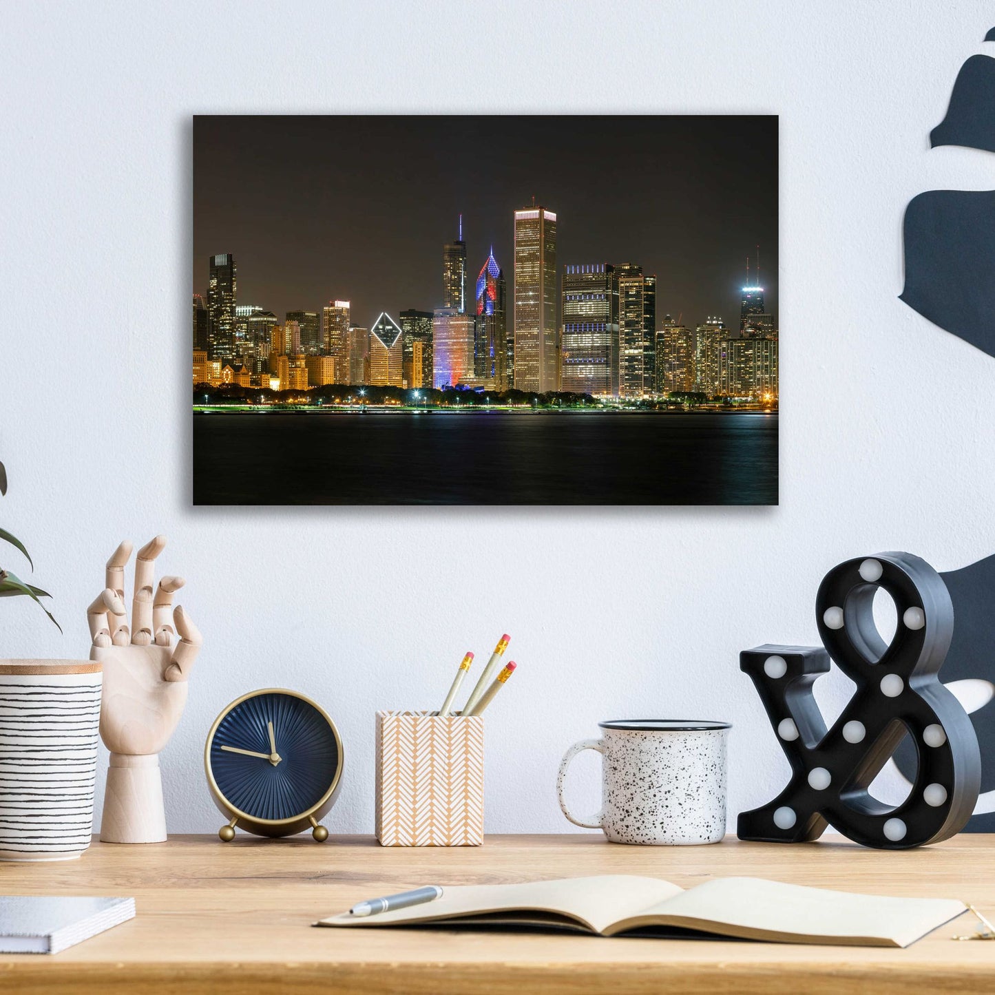 Epic Art 'Chicago Cityscape Baseball Crop' by Epic Portfolio, Acrylic Glass Wall Art,16x12