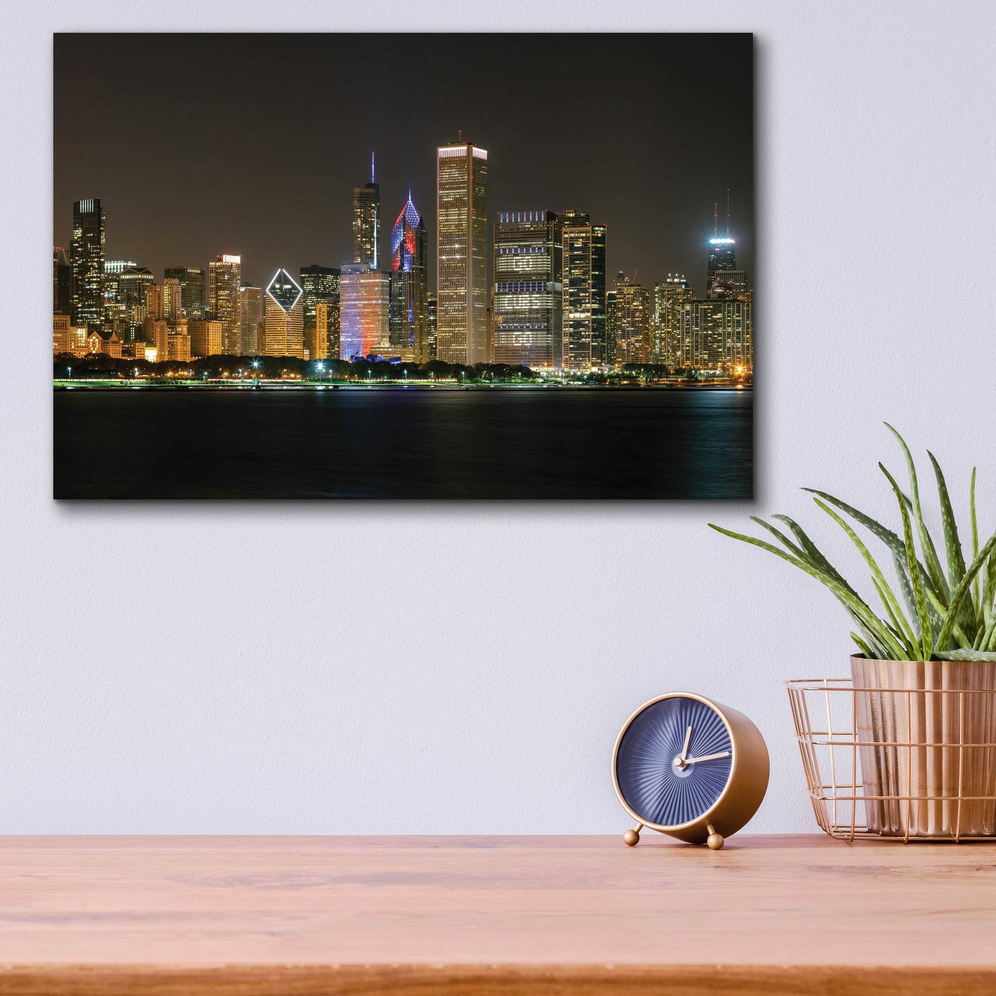 Epic Art 'Chicago Cityscape Baseball Crop' by Epic Portfolio, Acrylic Glass Wall Art,16x12