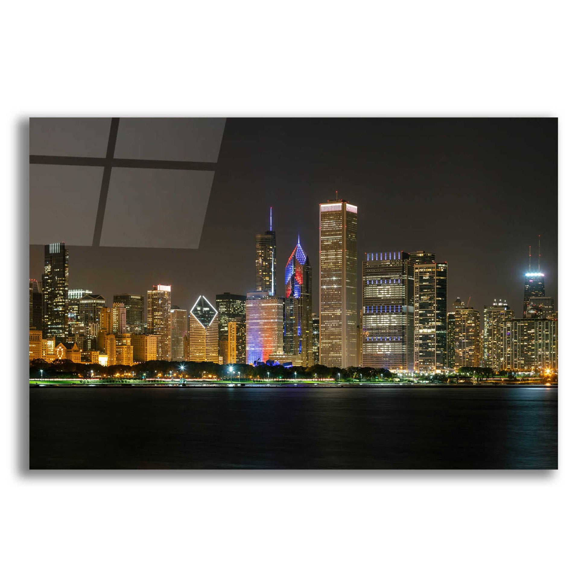 Epic Art 'Chicago Cityscape Baseball Crop' by Epic Portfolio, Acrylic Glass Wall Art,24x16