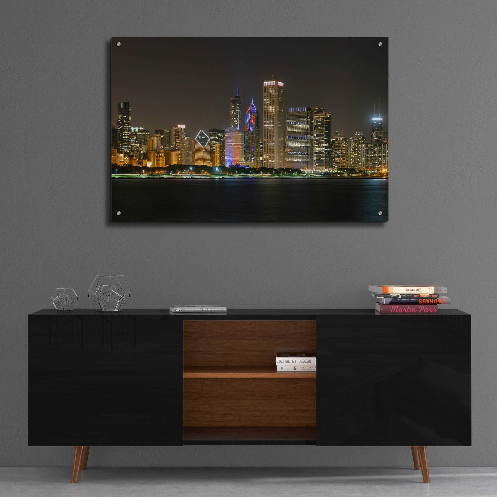 Epic Art 'Chicago Cityscape Baseball Crop' by Epic Portfolio, Acrylic Glass Wall Art,36x24