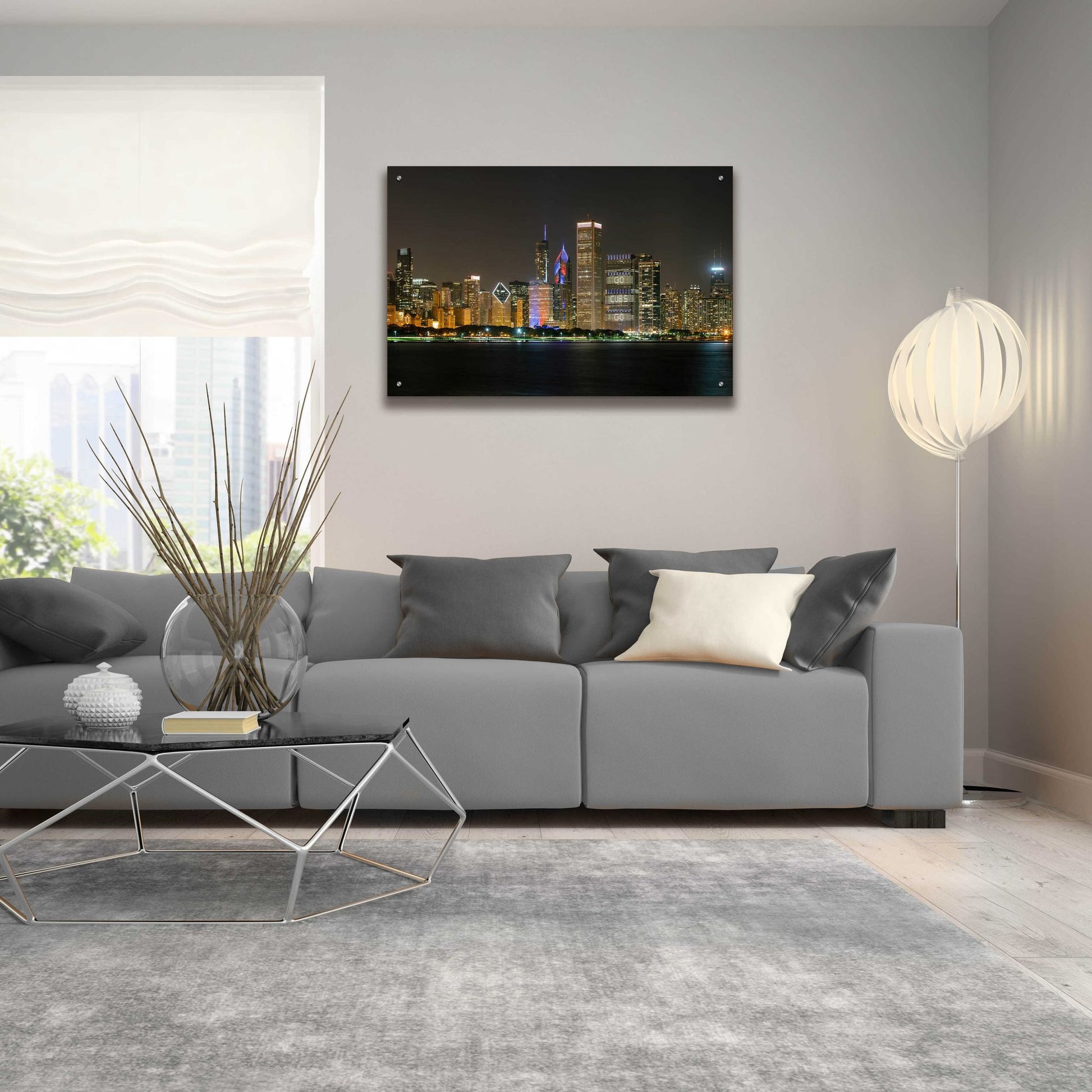 Epic Art 'Chicago Cityscape Baseball Crop' by Epic Portfolio, Acrylic Glass Wall Art,36x24