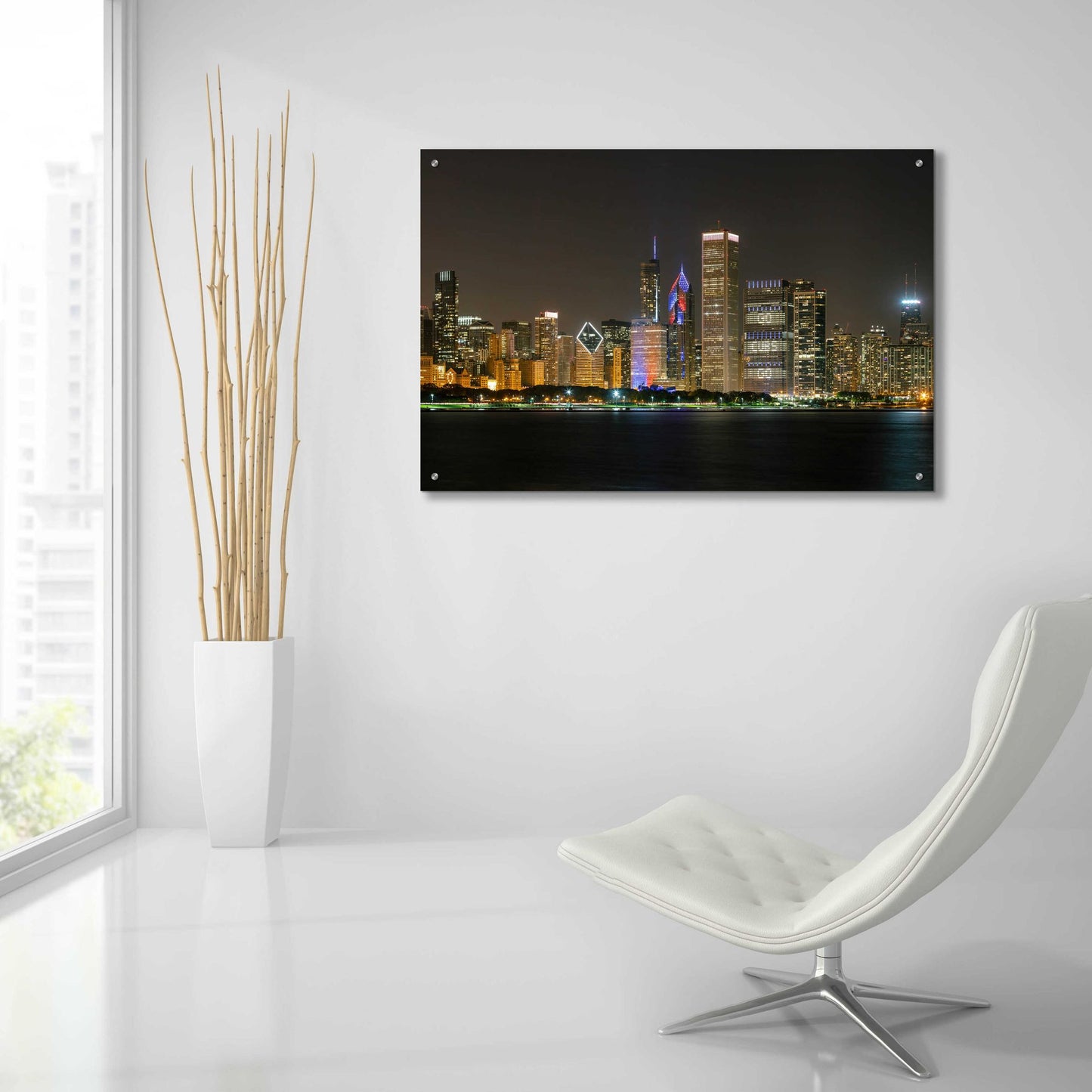 Epic Art 'Chicago Cityscape Baseball Crop' by Epic Portfolio, Acrylic Glass Wall Art,36x24