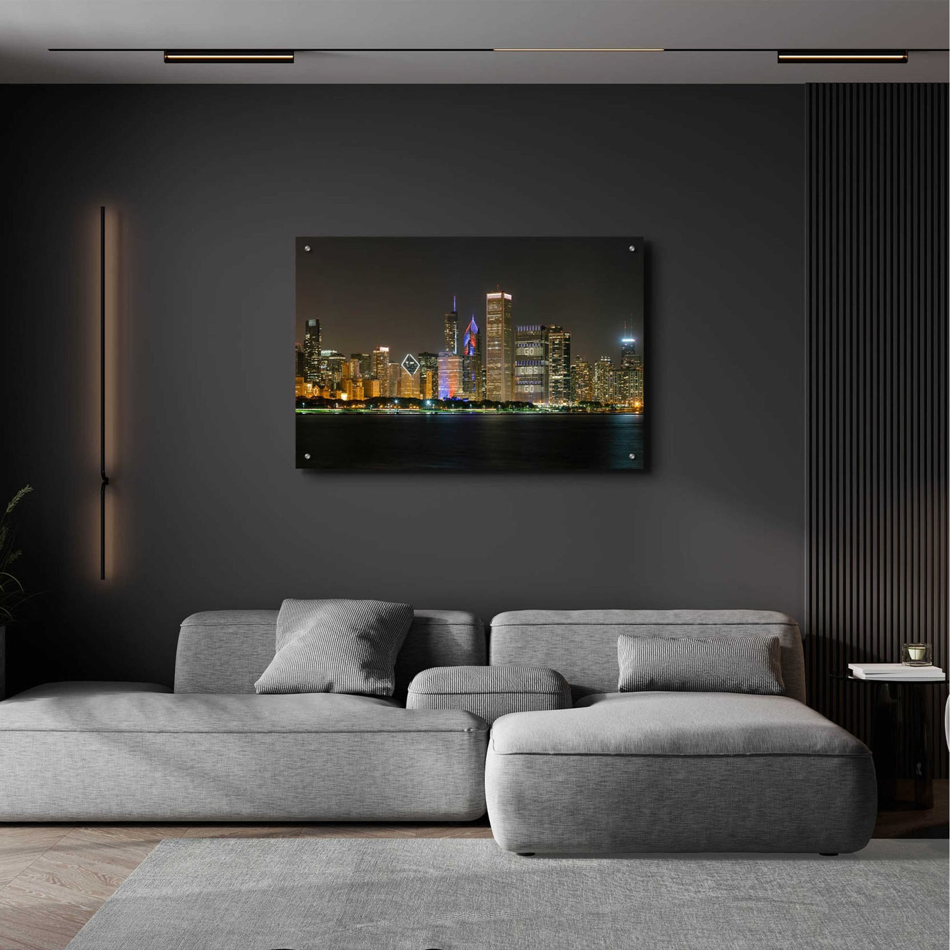 Epic Art 'Chicago Cityscape Baseball Crop' by Epic Portfolio, Acrylic Glass Wall Art,36x24