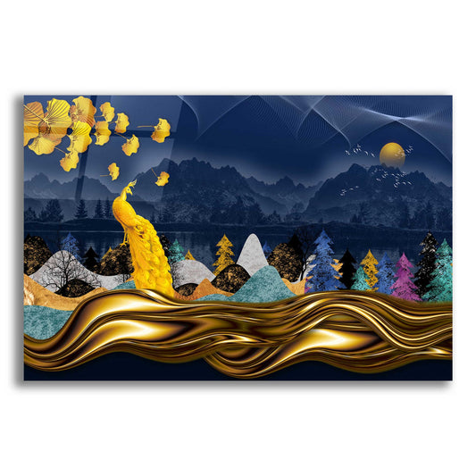 Epic Art 'Golden Peacock' by Epic Portfolio, Acrylic Glass Wall Art