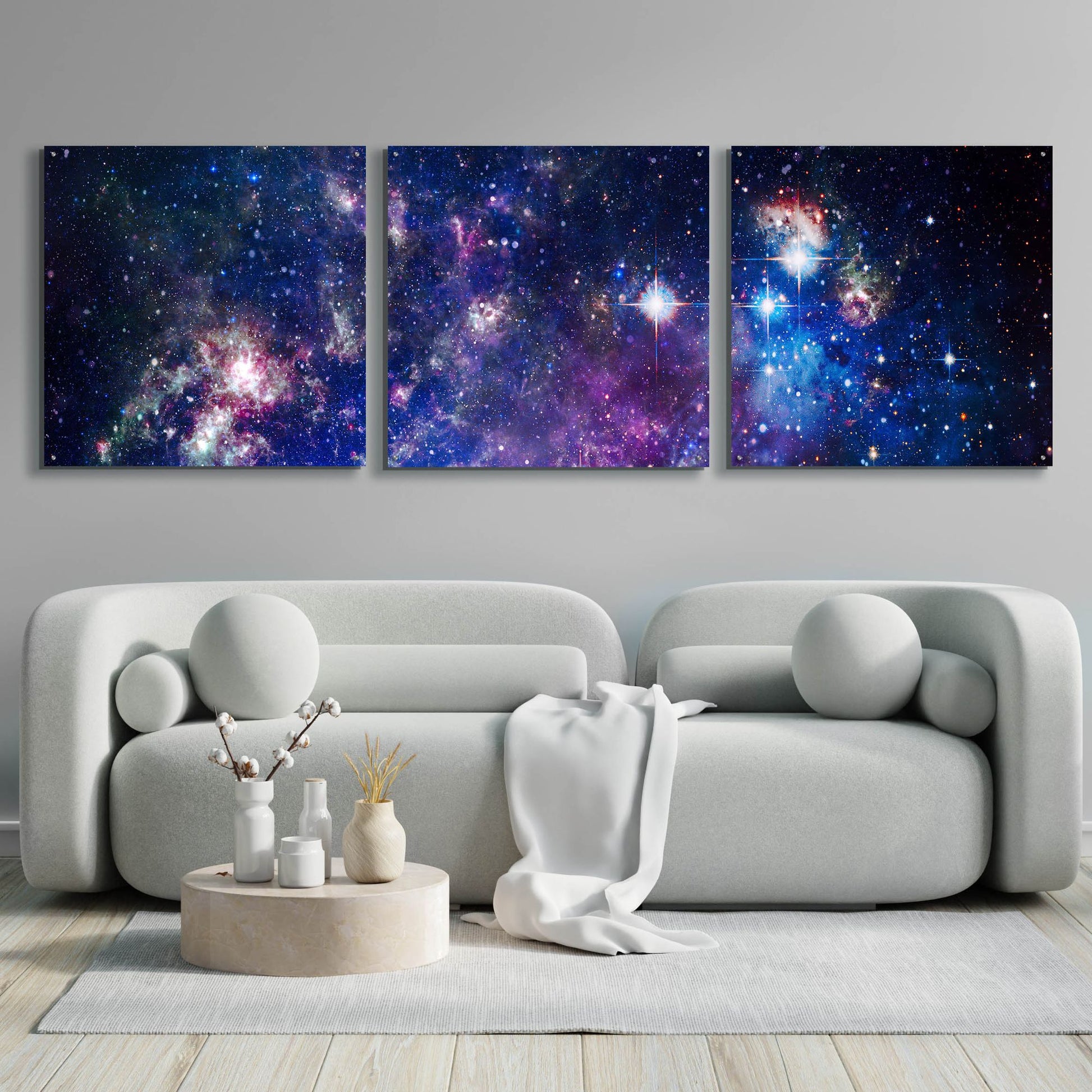 Epic Art 'Sublime Galaxy' by Epic Portfolio, Acrylic Glass Wall Art, 3 Piece Set,108x36