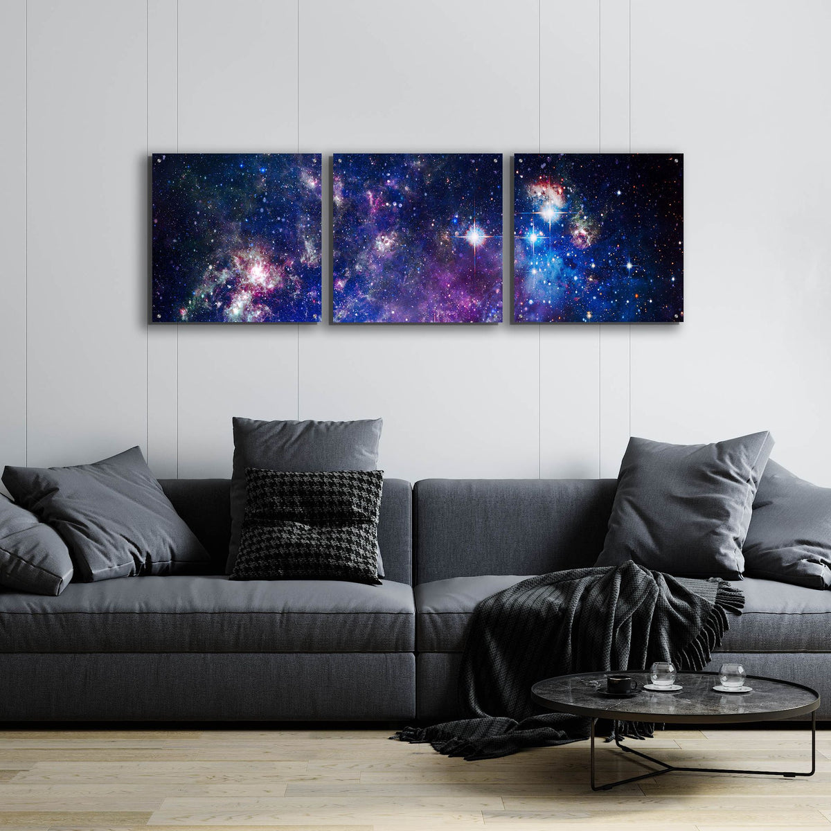 Epic Art 'Sublime Galaxy' by Epic Portfolio, Acrylic Glass Wall Art, 3 Piece Set,72x24