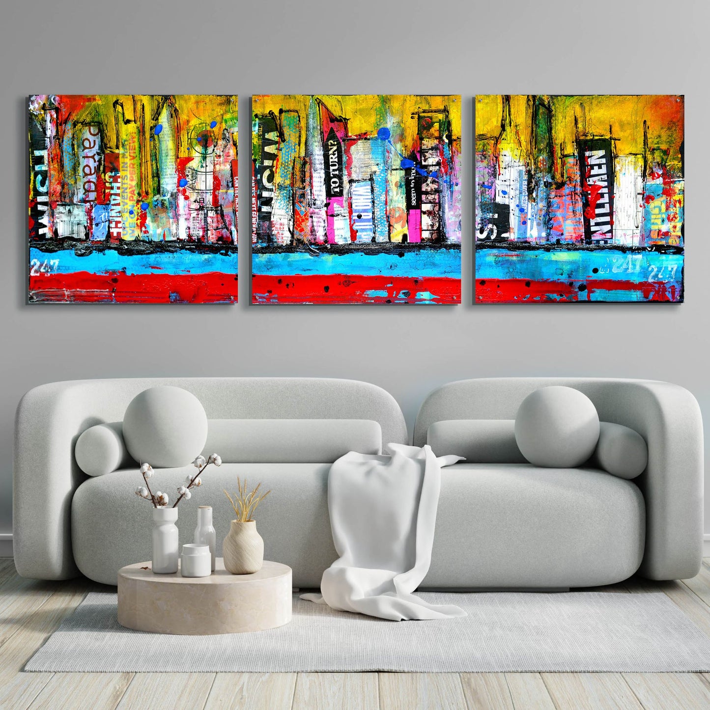 Epic Art 'Skyline' by Erin Ashley, Acrylic Glass Wall Art, 3 Piece Set,108x36
