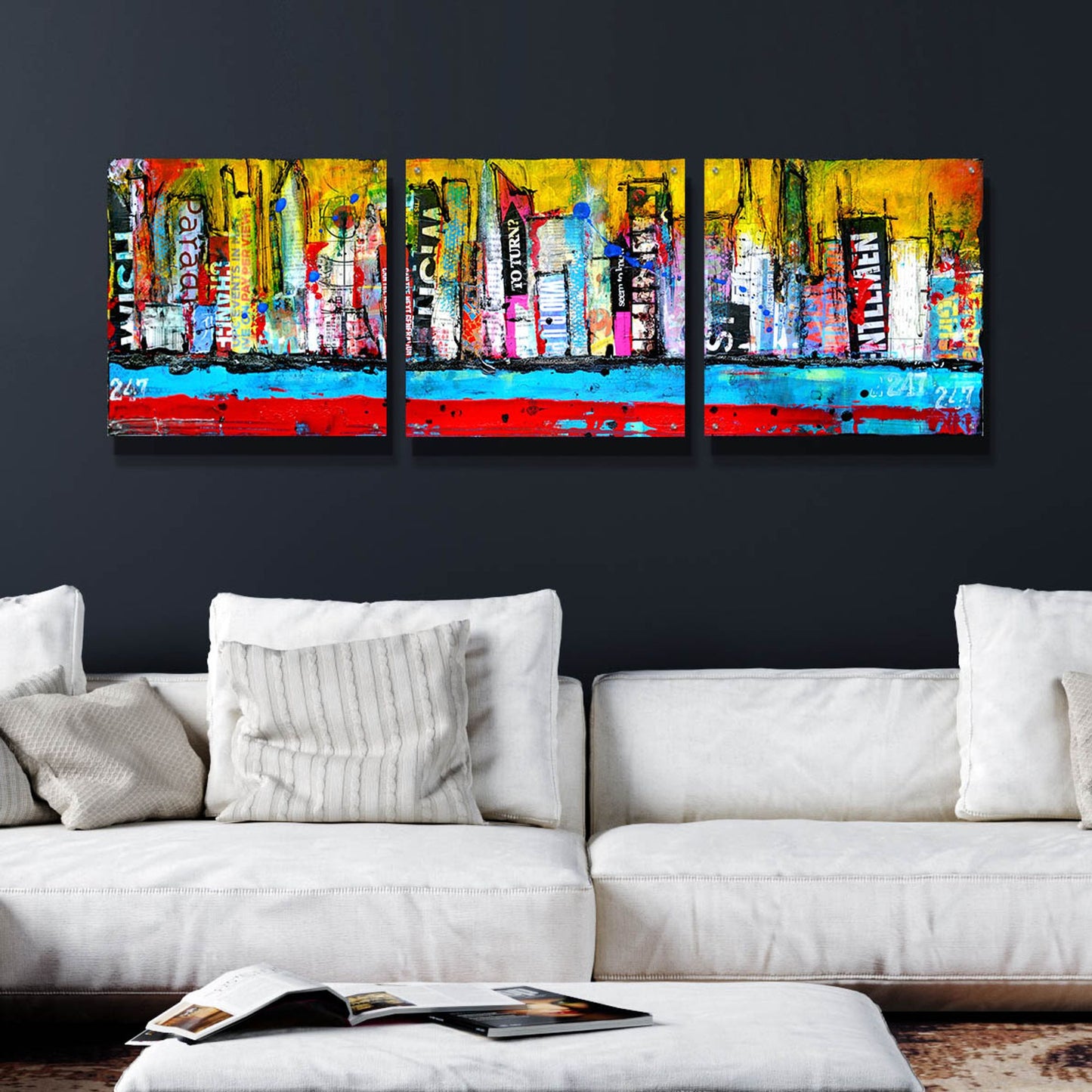 Epic Art 'Skyline' by Erin Ashley, Acrylic Glass Wall Art, 3 Piece Set,72x24
