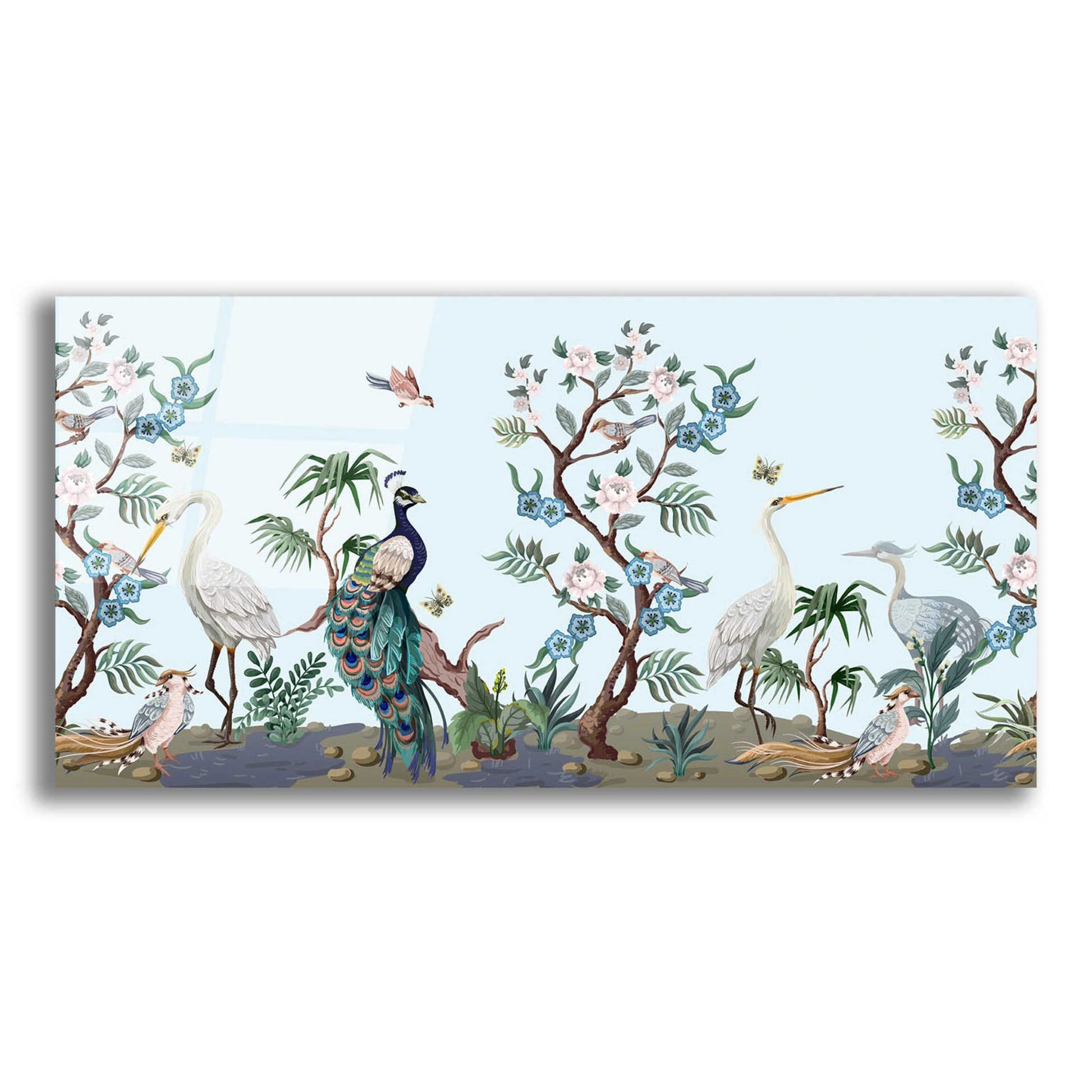 Epic Art 'Florida Bird Garden' by Epic Portfolio, Acrylic Glass Wall Art,24x12