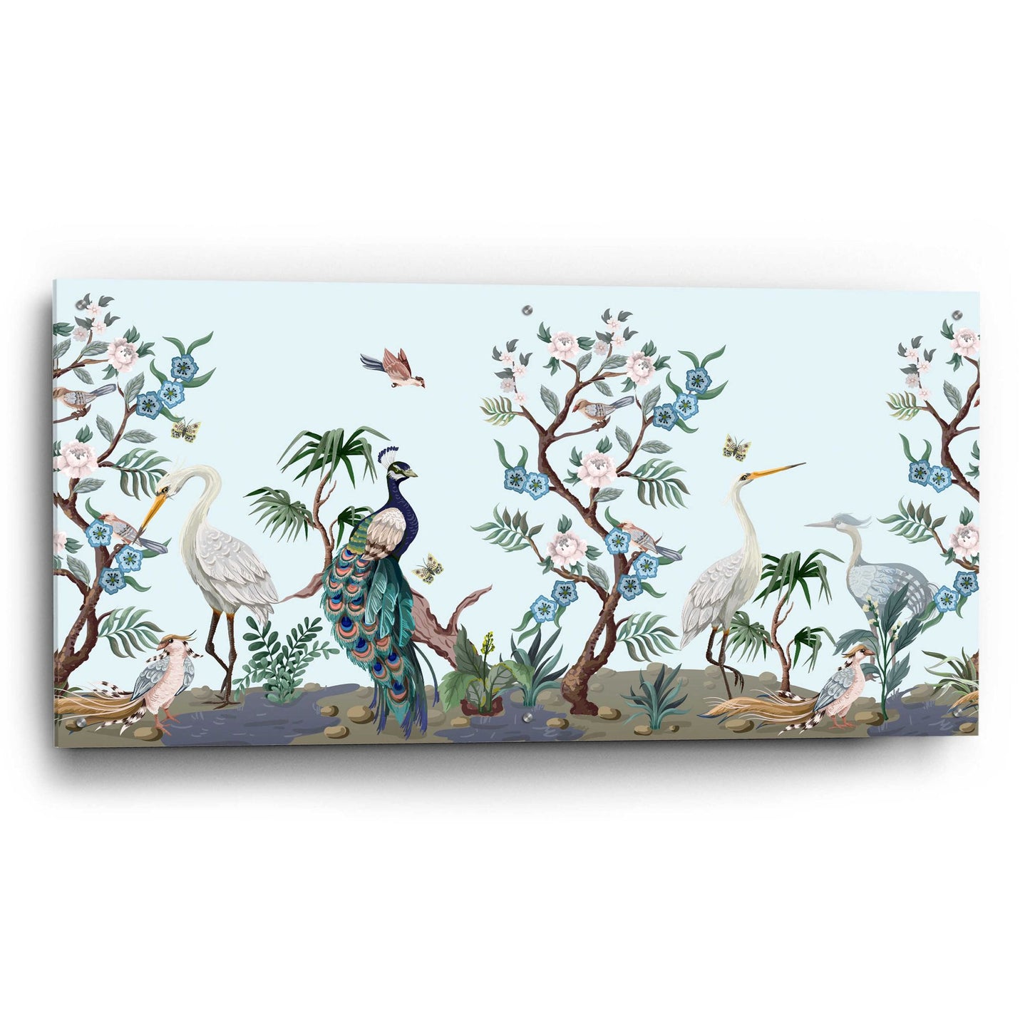 Epic Art 'Florida Bird Garden' by Epic Portfolio, Acrylic Glass Wall Art,48x24