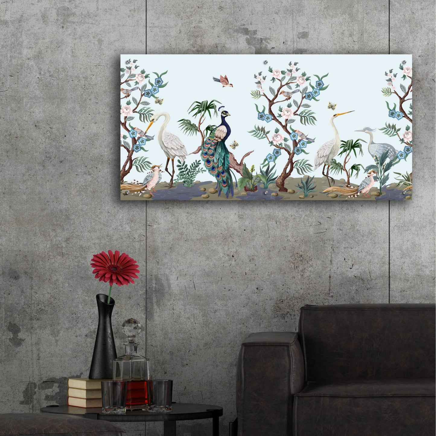 Epic Art 'Florida Bird Garden' by Epic Portfolio, Acrylic Glass Wall Art,48x24