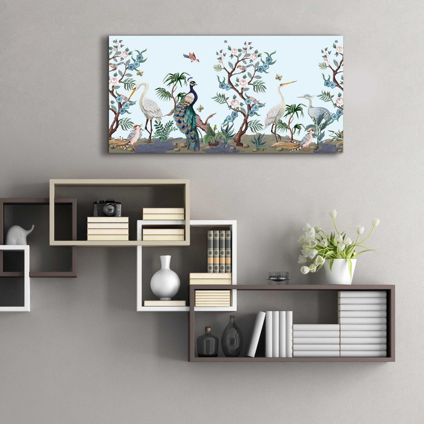 Epic Art 'Florida Bird Garden' by Epic Portfolio, Acrylic Glass Wall Art,48x24