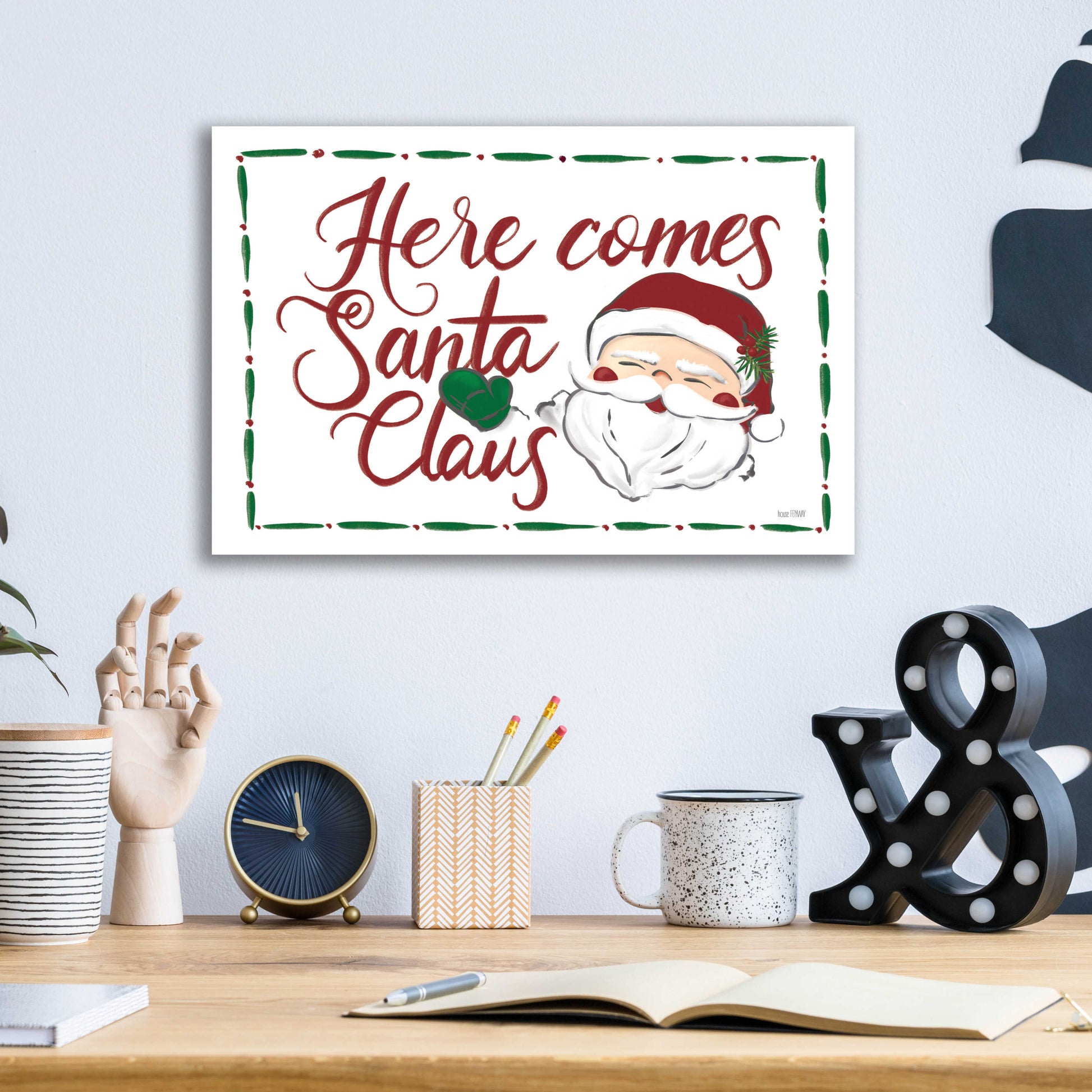 Epic Art 'Here Comes Santa Claus' by House Fenway, Acrylic Glass Wall Art,16x12