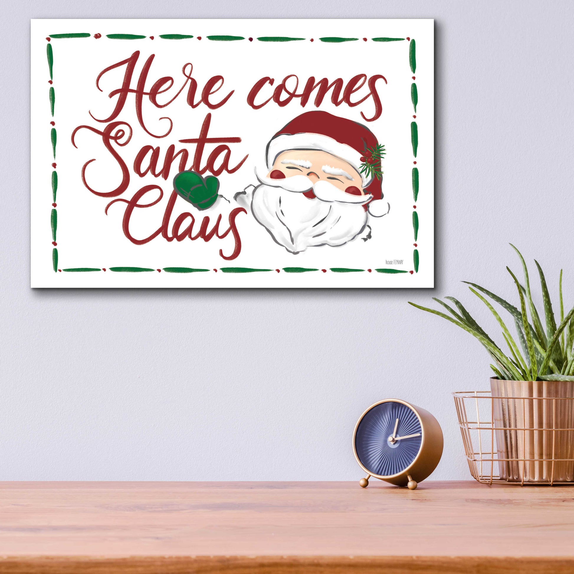 Epic Art 'Here Comes Santa Claus' by House Fenway, Acrylic Glass Wall Art,16x12